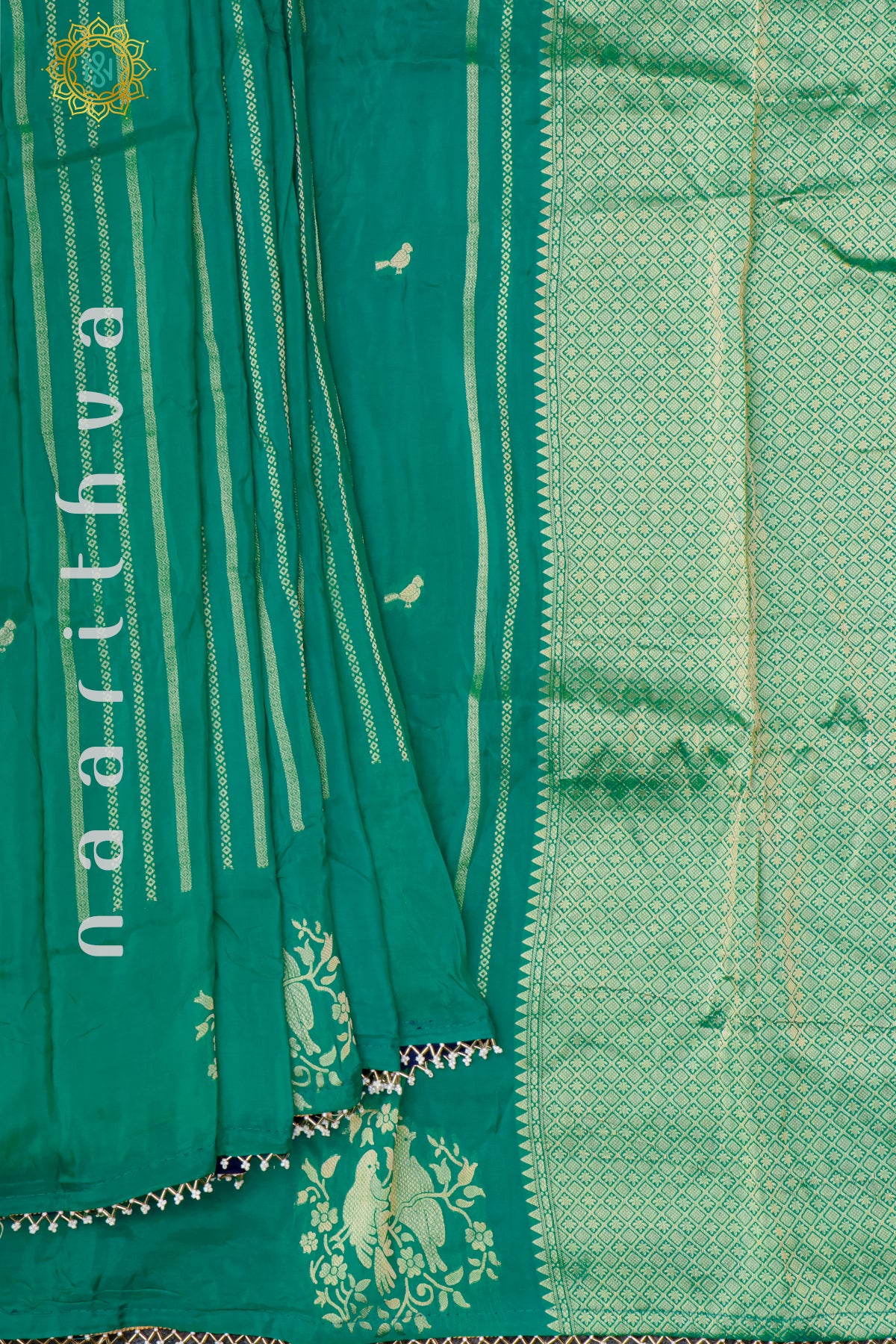 AQUA GREEN WITH TEAL BLUE - DOLA SILK