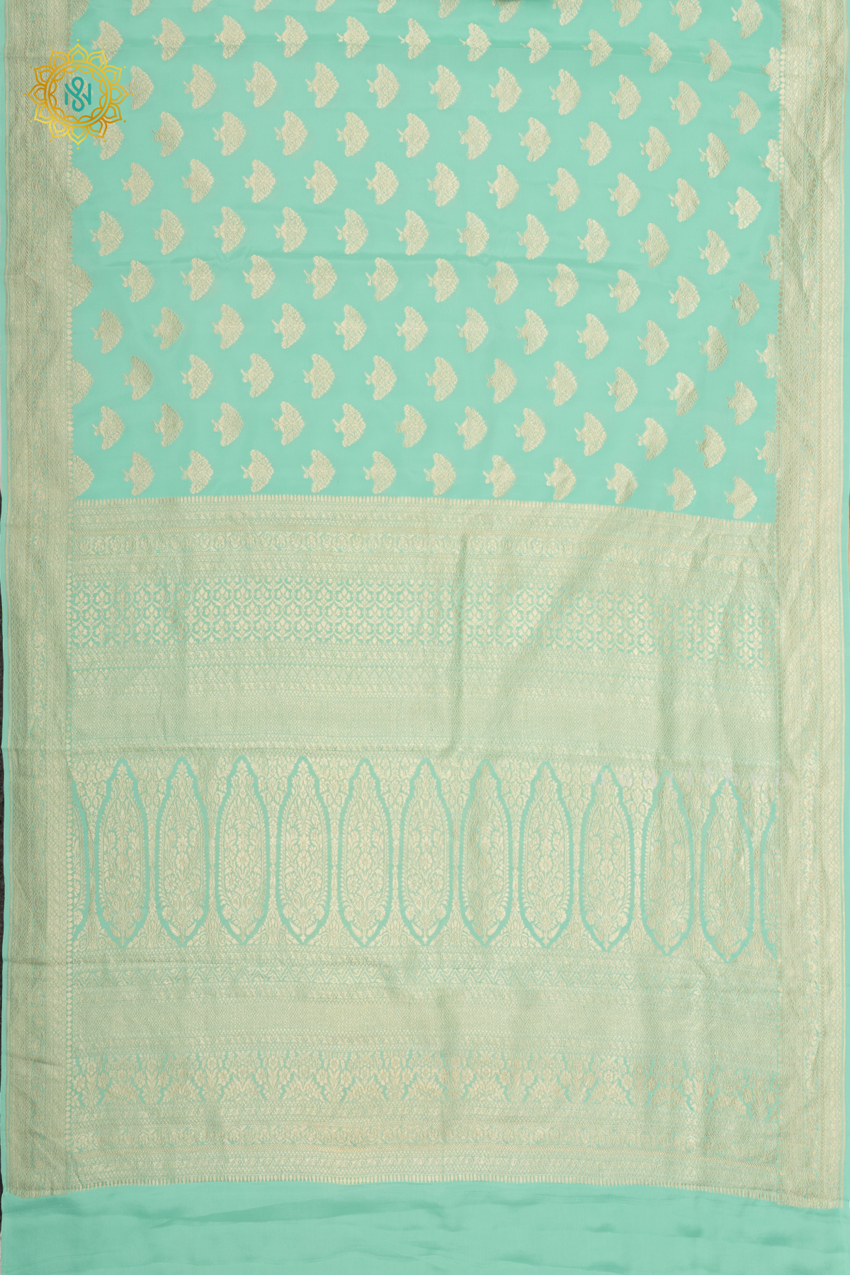 AQUA BLUE - PURE BANARASI CREPE SILK