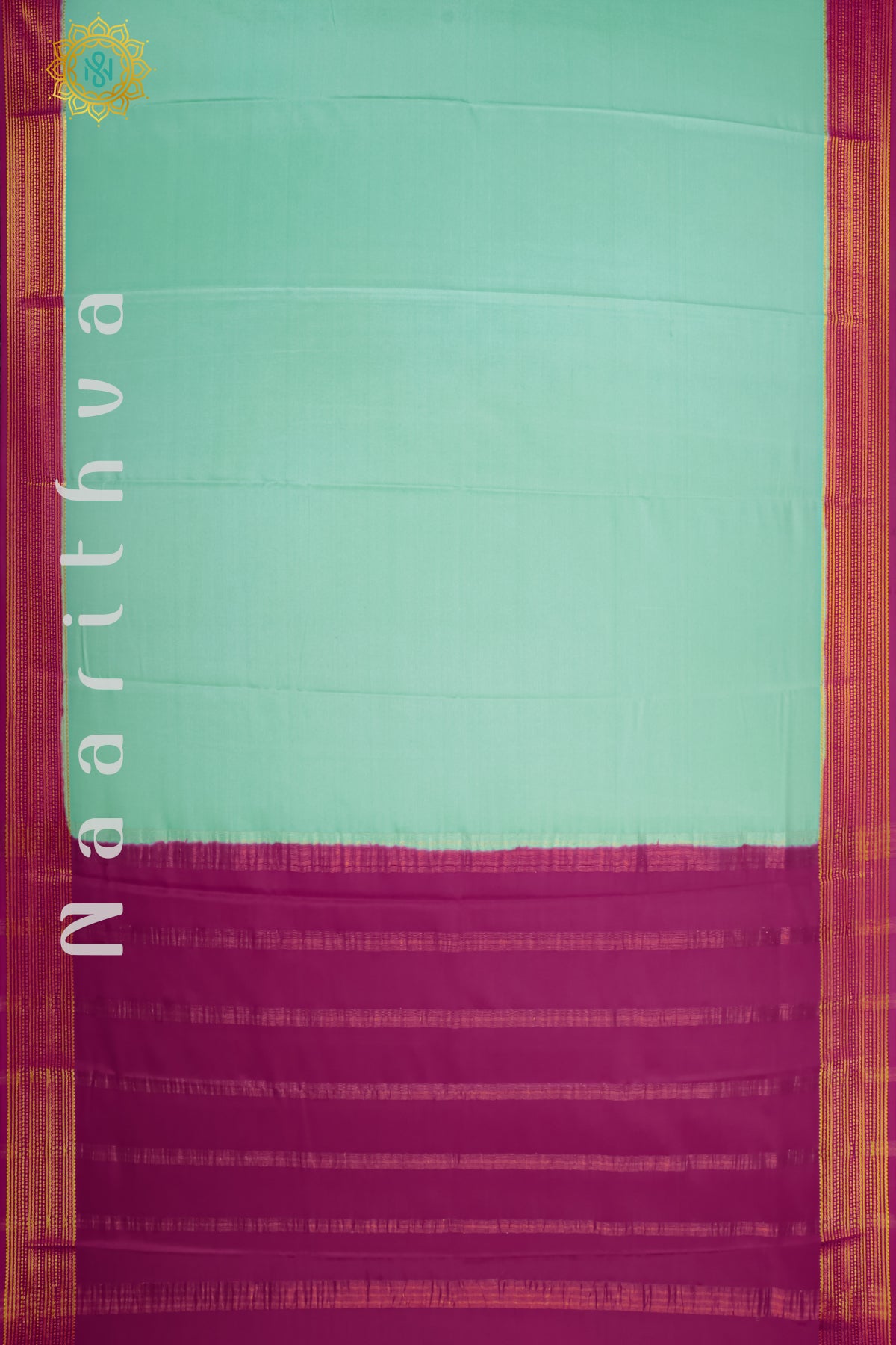 MINT GREEN WITH PINK - MYSORE CREPE SILK