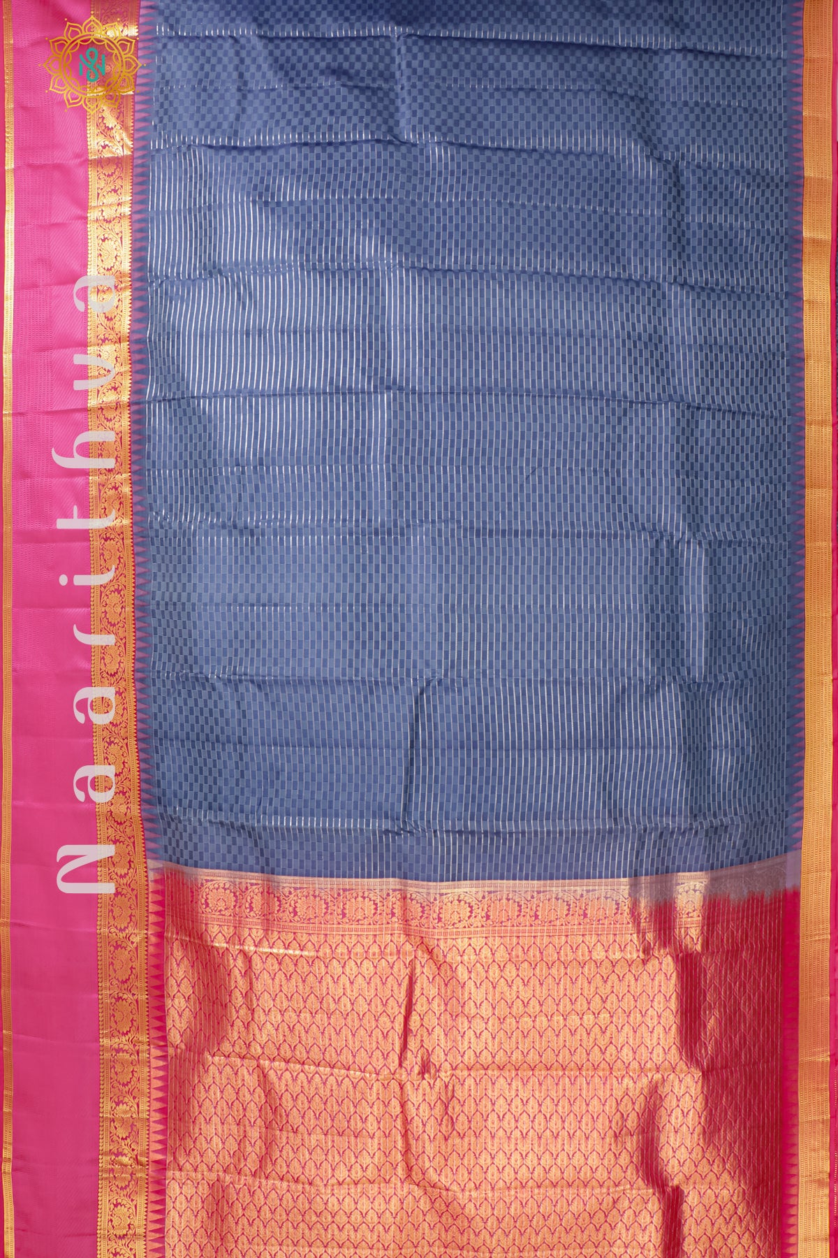 GREY WITH PINK - KANJIVARAM PURE MIX