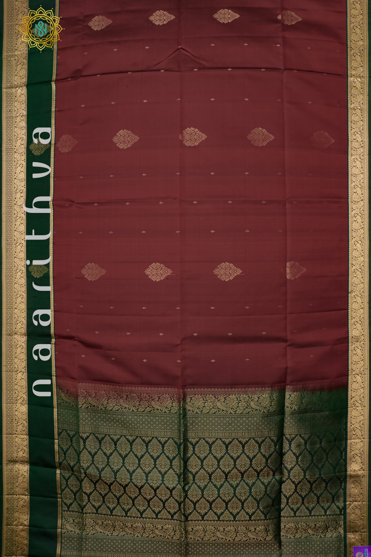 RED WITH BOTTLE GREEN - PURE KANJIVARAM SOFT SILK