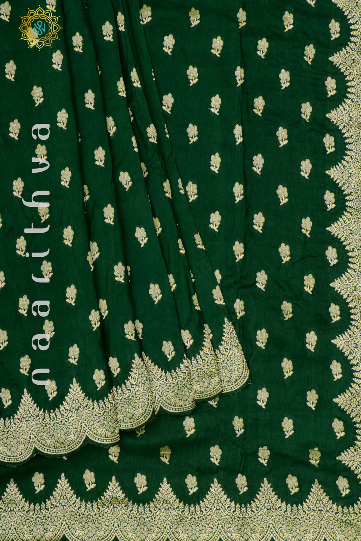 BOTTLE GREEN WITH RED - DOLA SILK