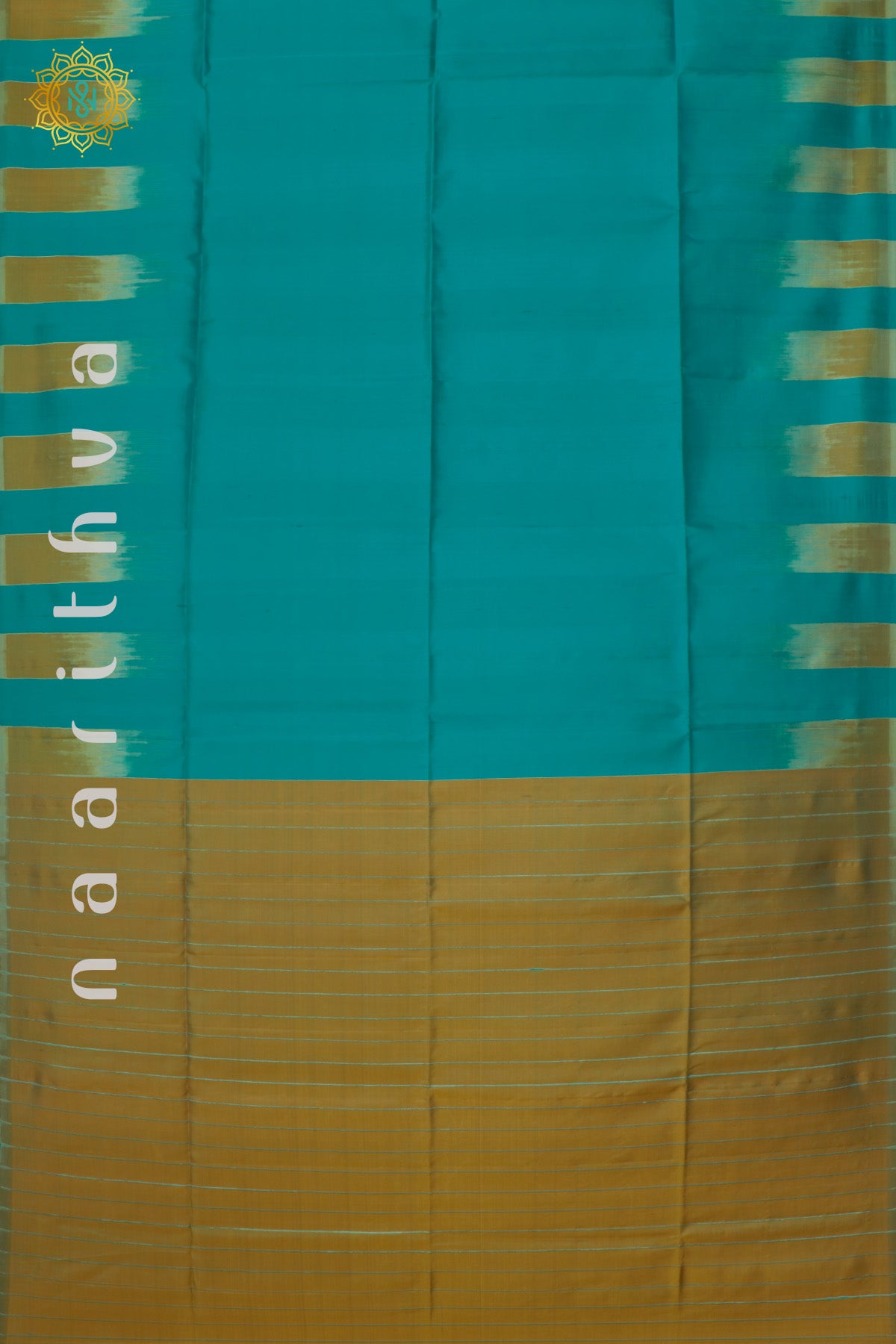 CYAN GREEN WITH MUSTARD - PURE KANJIVARAM SOFT SILK