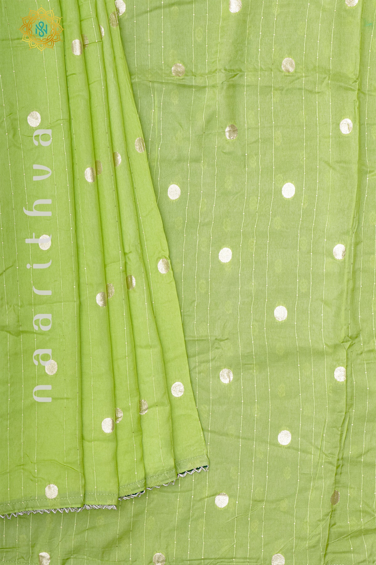 PARROT GREEN WITH BOTTLE GREEN - SEMI CREPE SILK