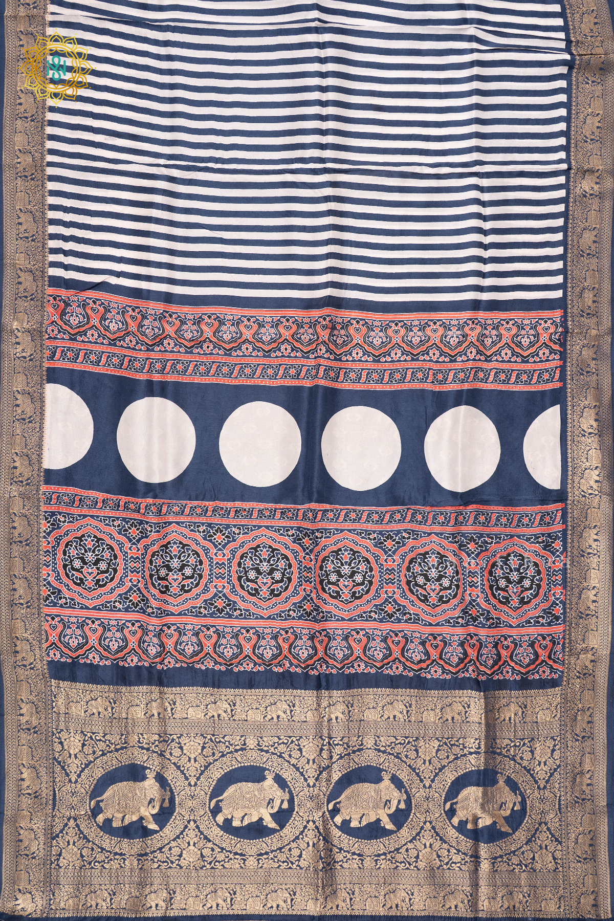 WHITE WITH TEAL BLUE - DOLA SILK