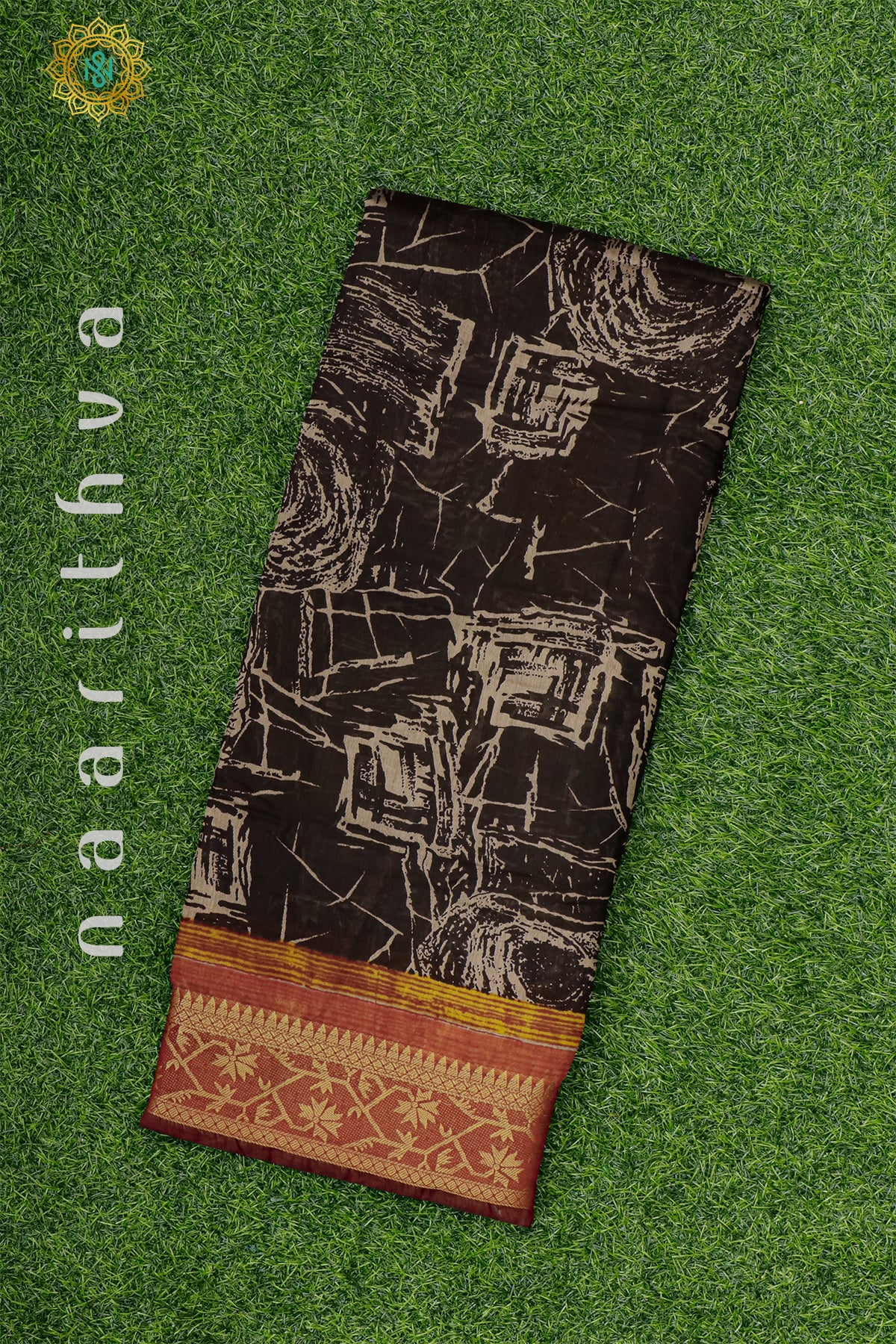 BLACK WITH MAROON - CHANDERI SILK COTTON