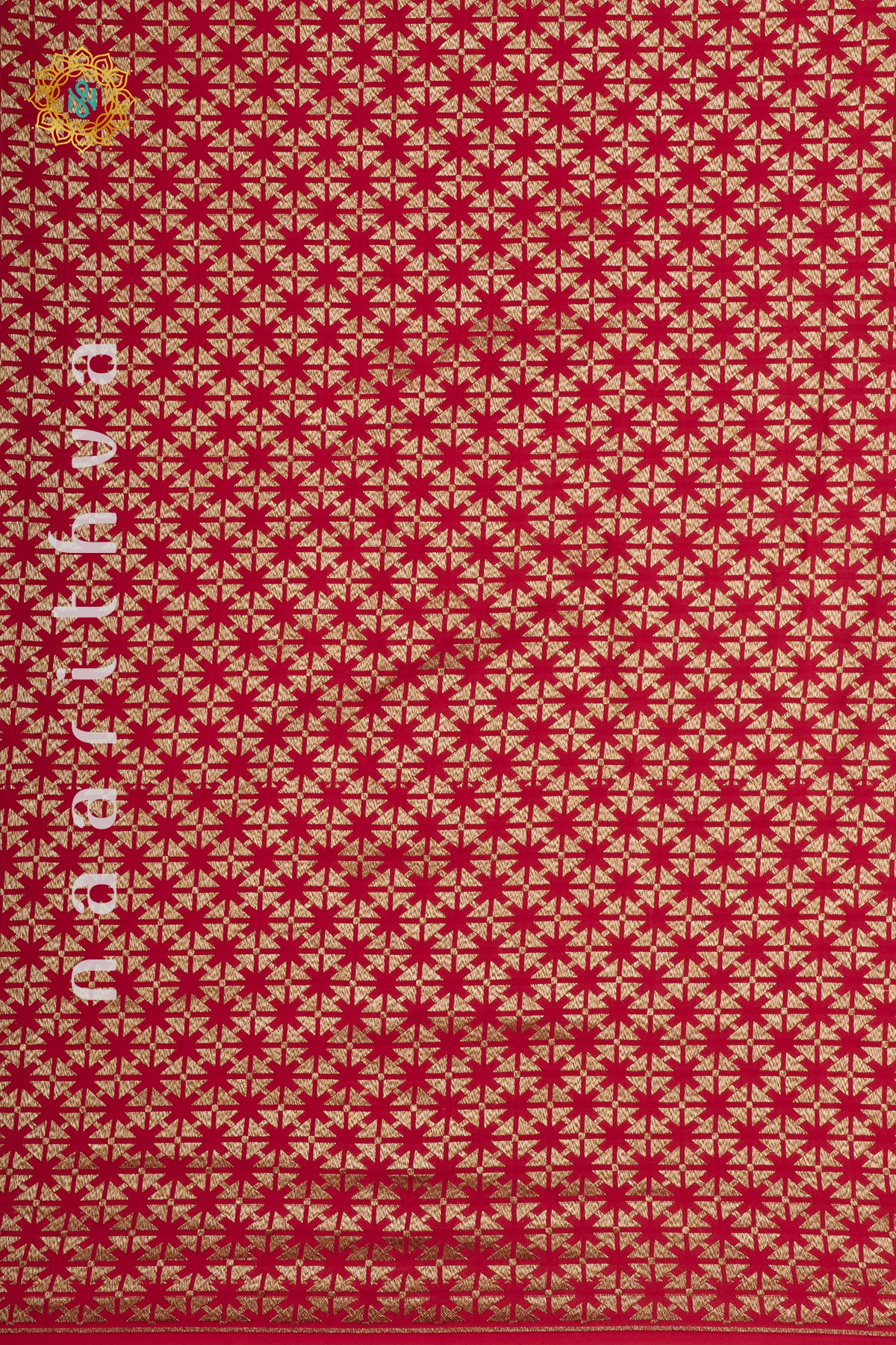 RED WITH GREEN - PURE BANARASI CREPE SILK