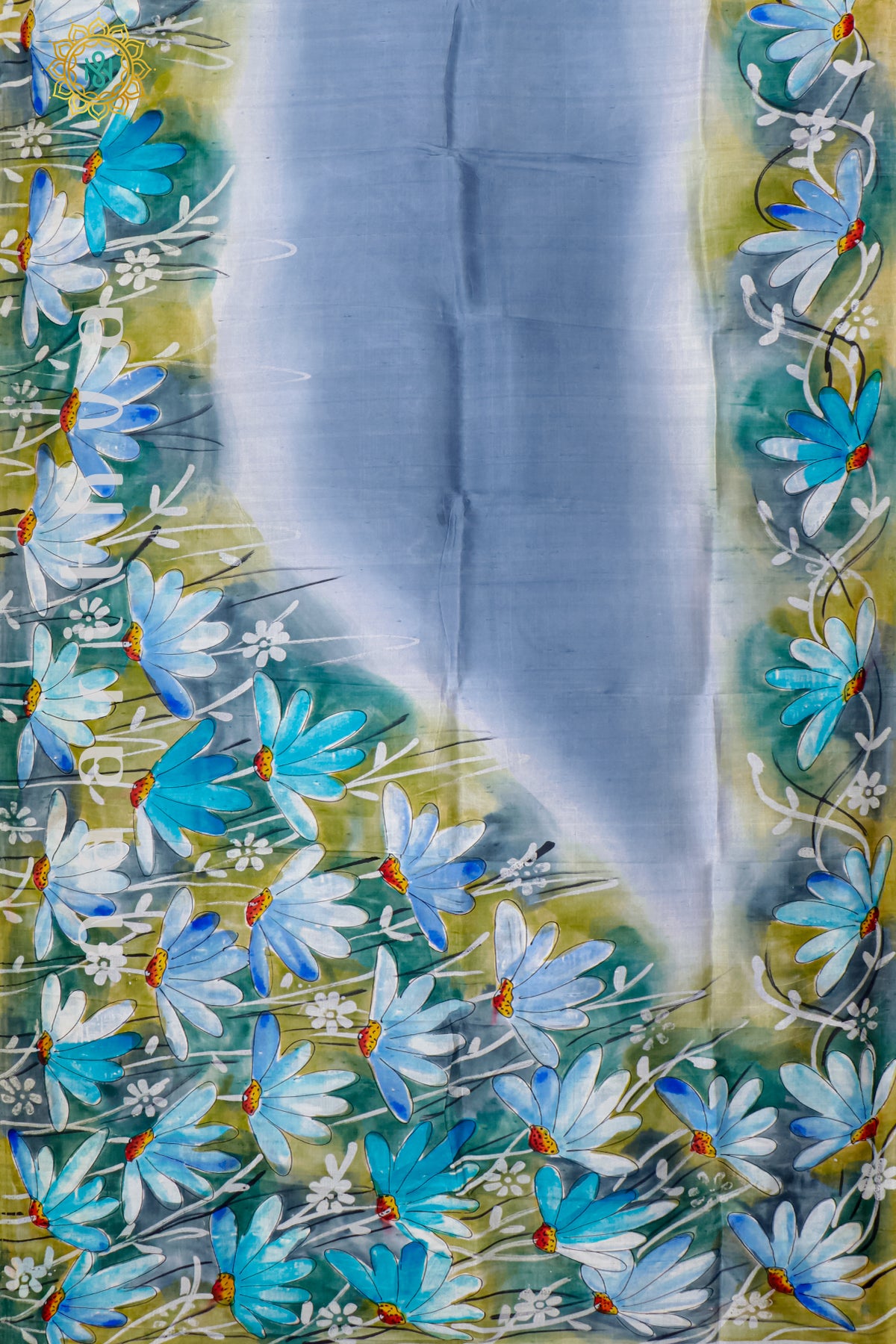 BLUE - PURE MULBERRY SILK WITH VAX PRINT