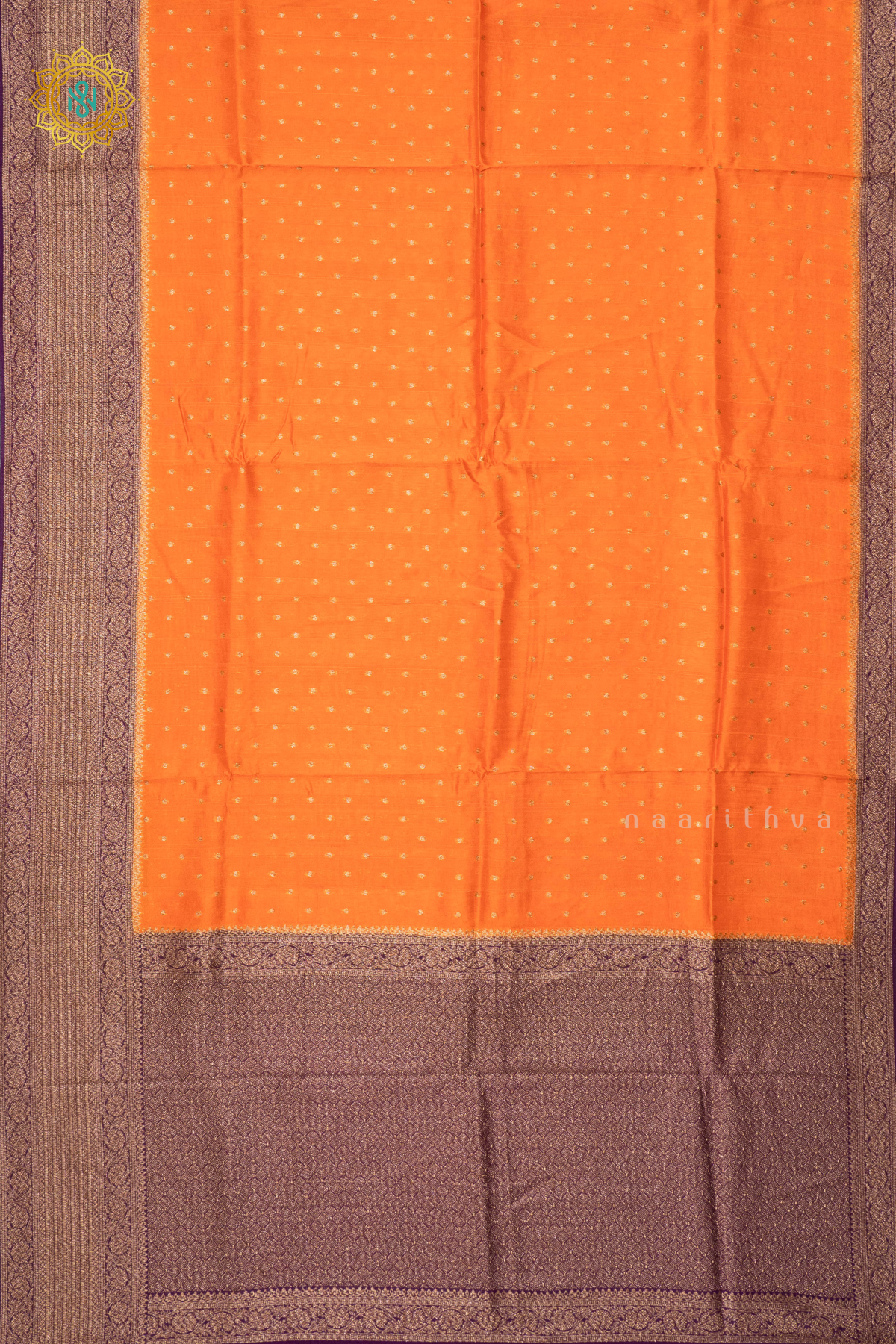 ORANGE WITH PURPLE - SEMI BANRASI RAW SILK