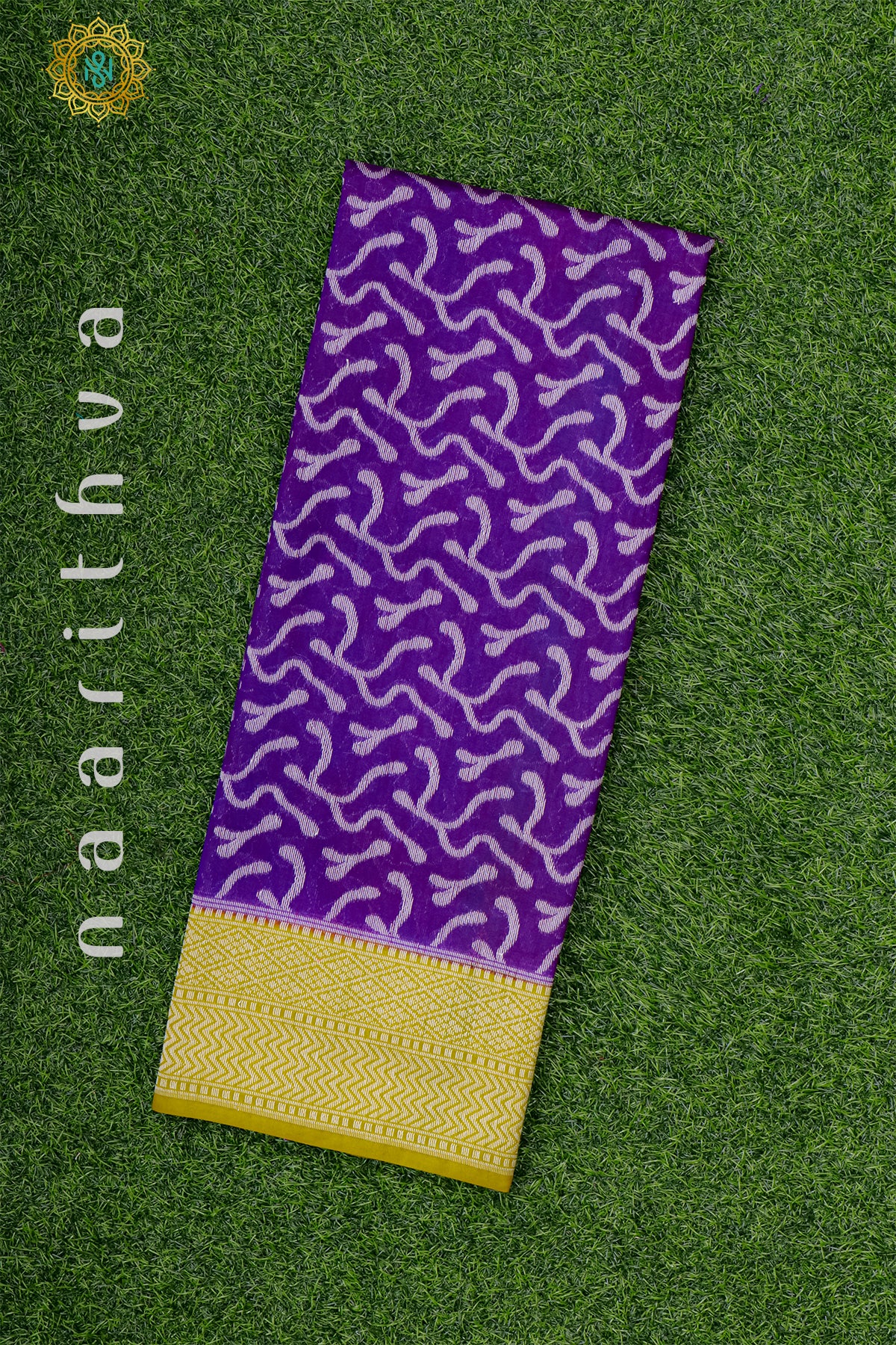 PURPLE WITH MUSTARD - JUTE COTTON