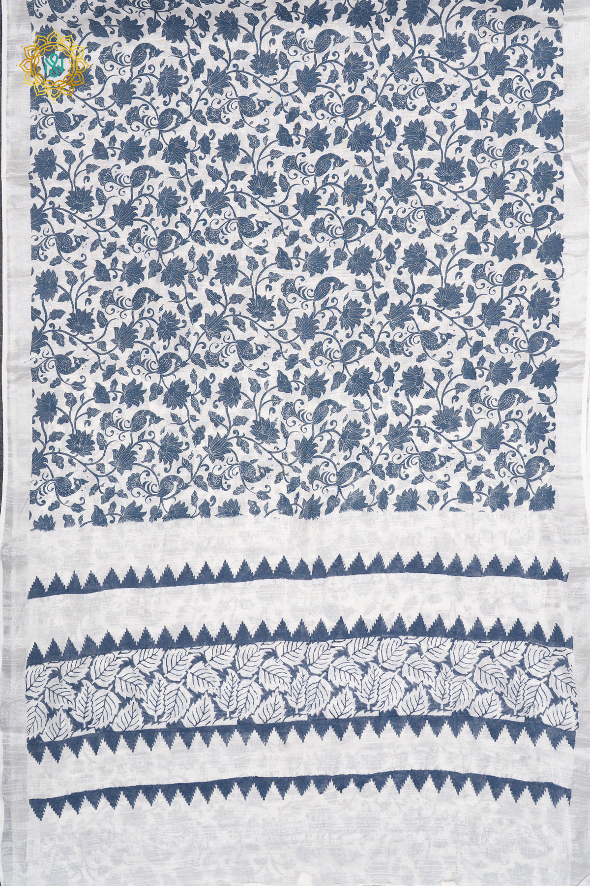WHITE WITH BLUE - LINEN BY COTTON