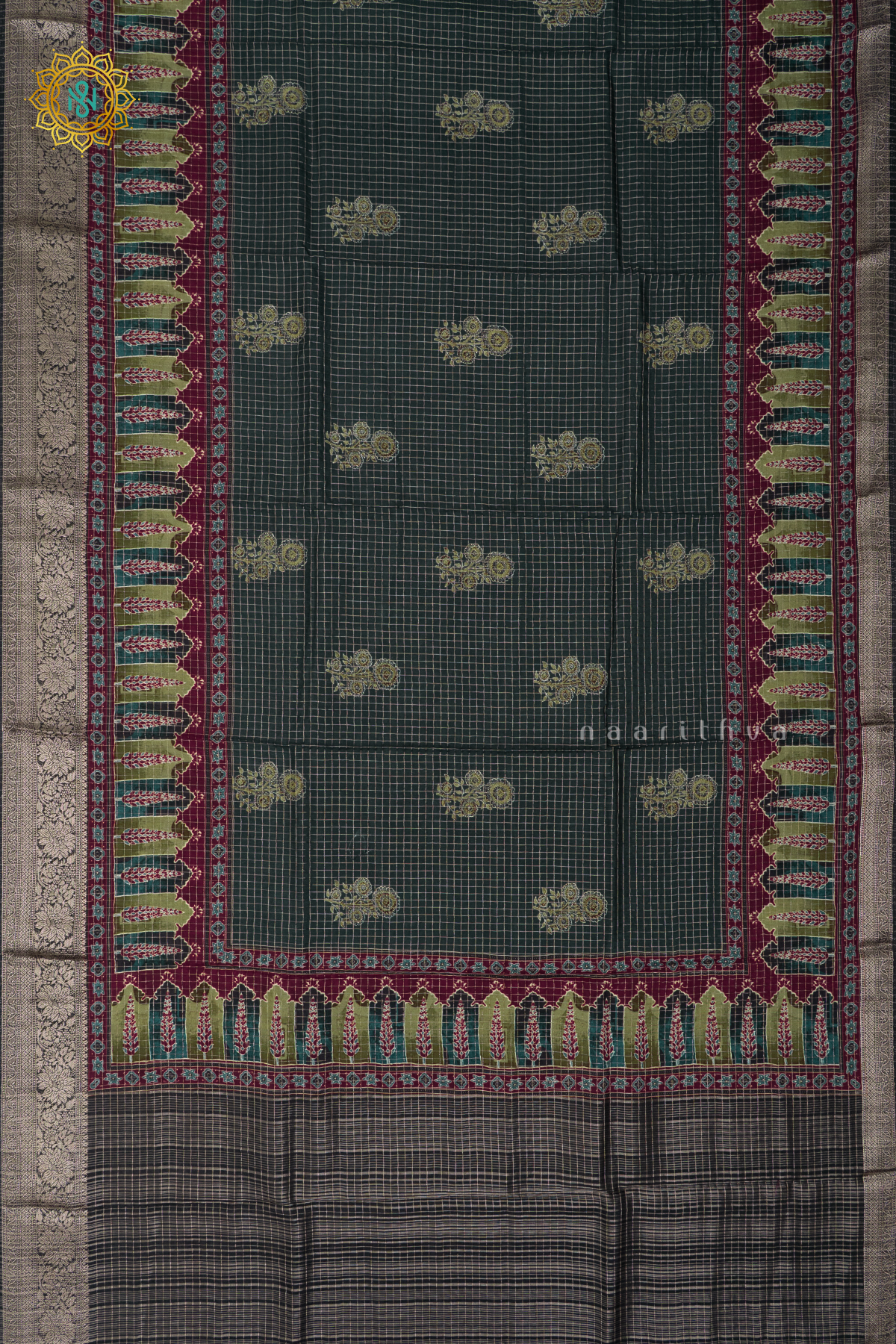 BOTTLE  GREEN - SEMI CREPE SILK