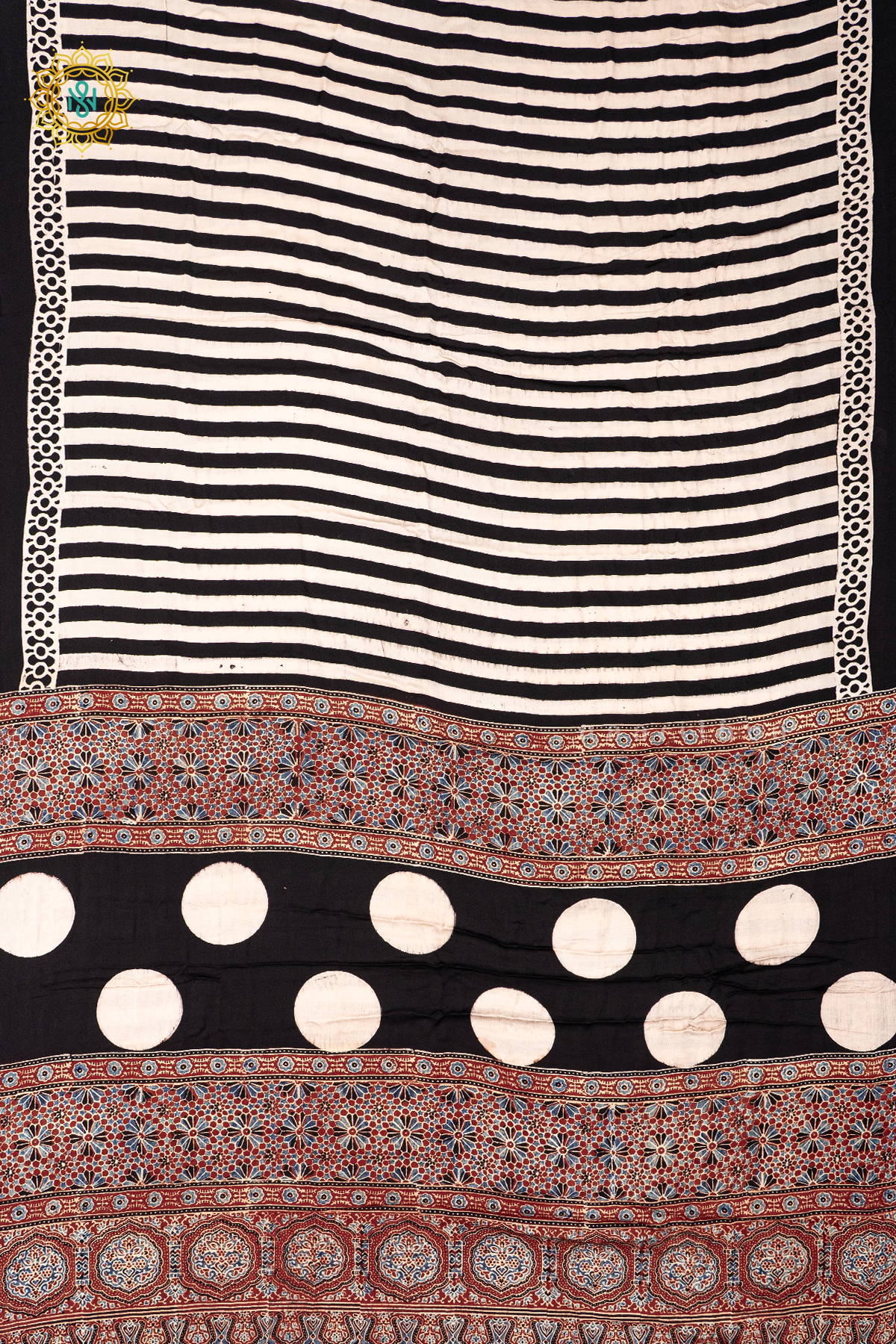 BLACK WITH WHITE & RED - MODAL SILK