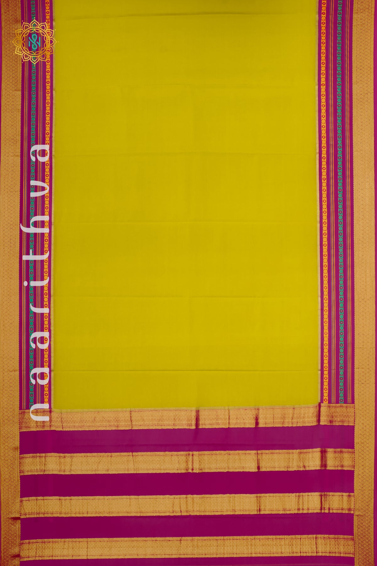 PARROT GREEN WITH PINK - PURE MYSORE CREPE SILK