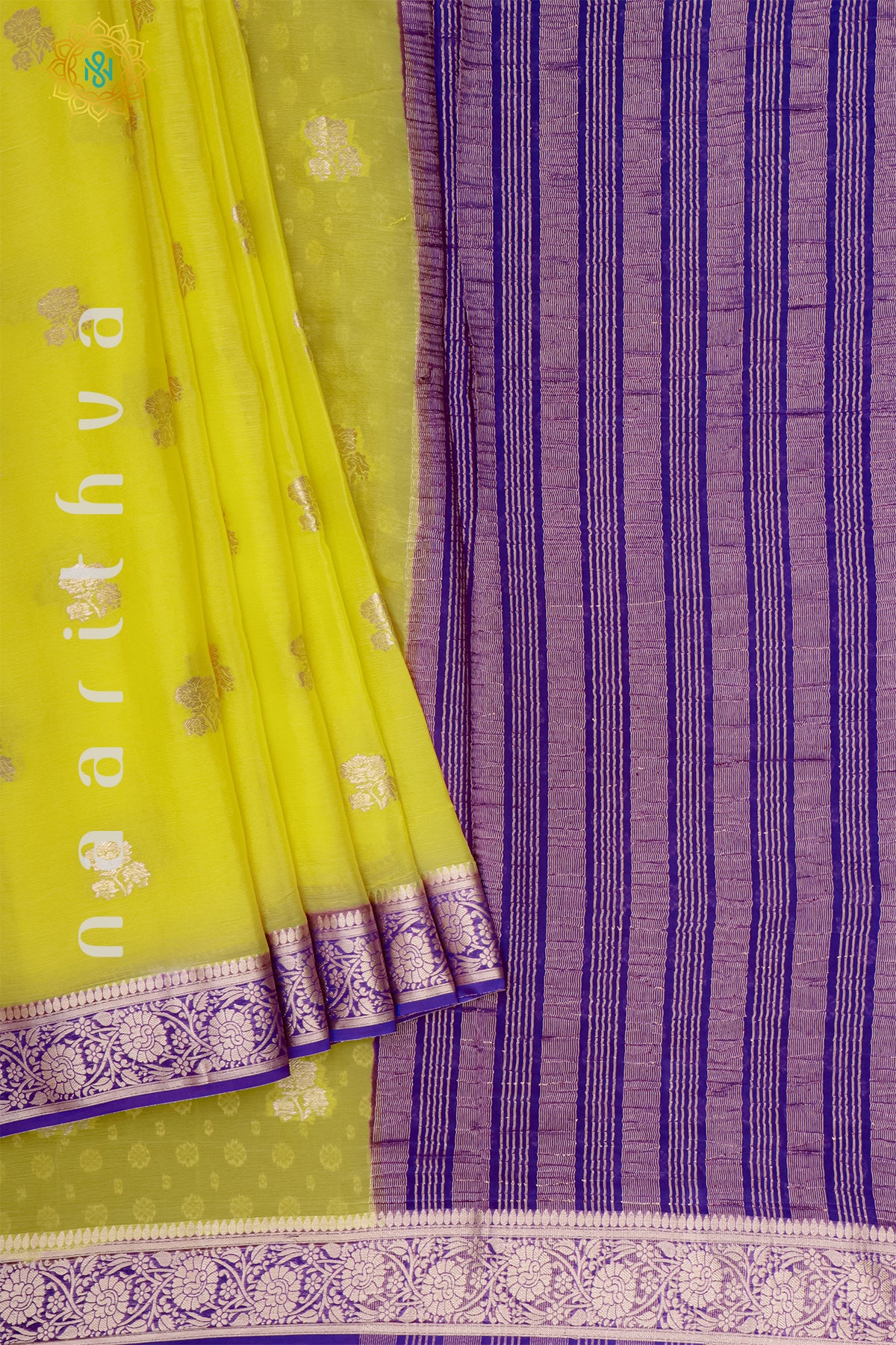 YELLOW WITH PURPLE - SEMI CHINNON