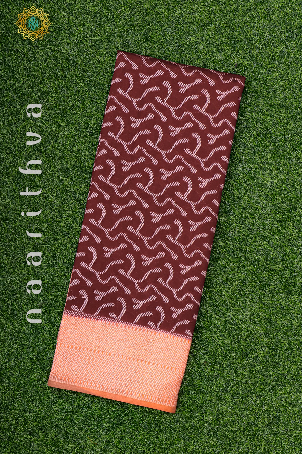 MAROON WITH PEACHISH ORANGE - JUTE COTTON