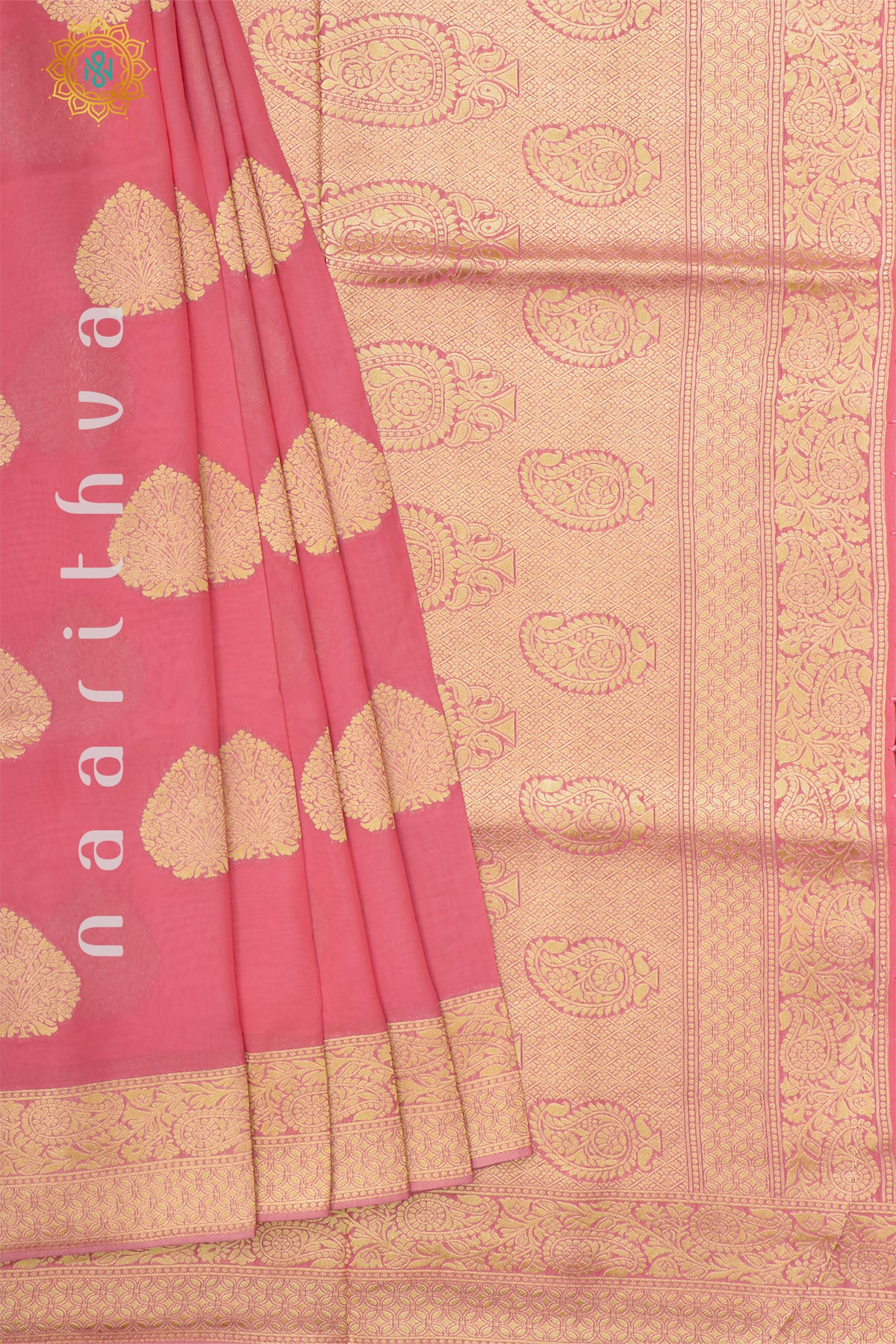 PEACHISH PINK - SEMI BANARASI GEORGETTE