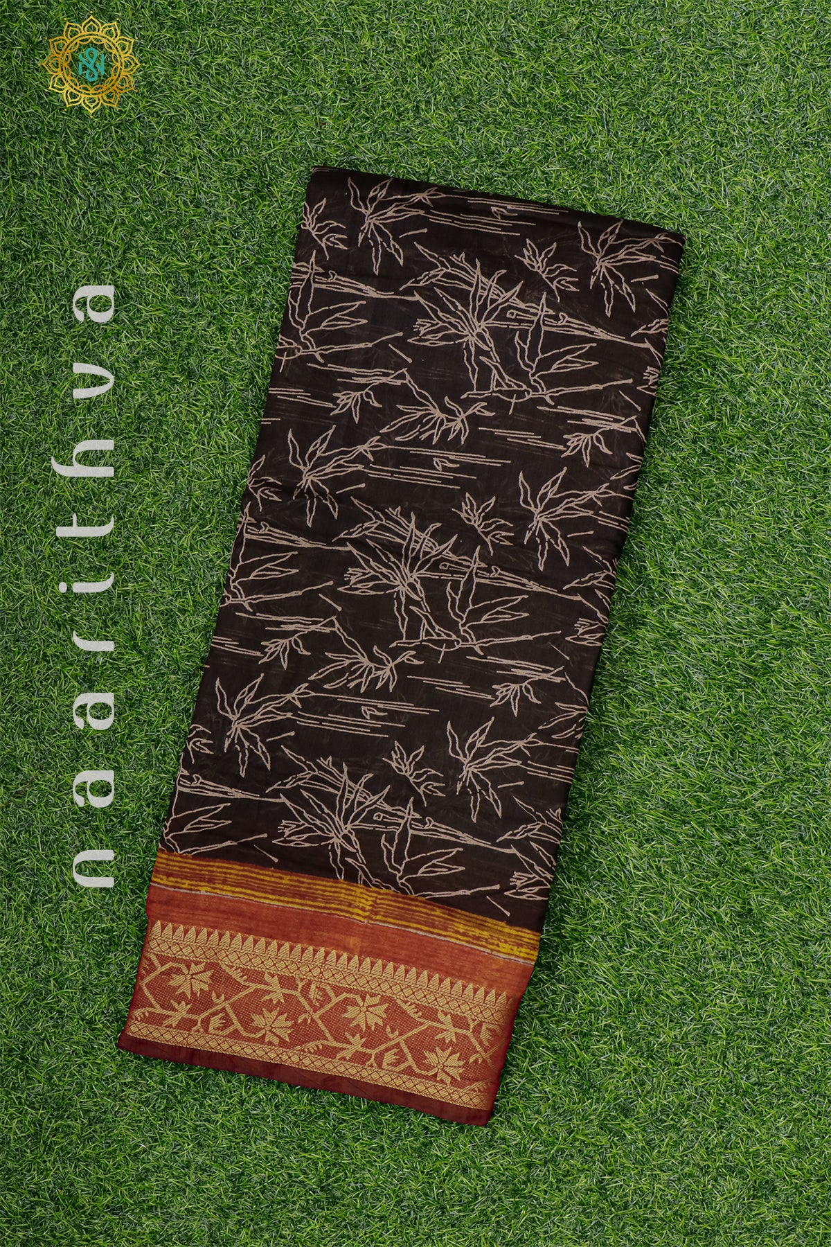 BLACK WITH MAROON - CHANDERI SILK COTTON