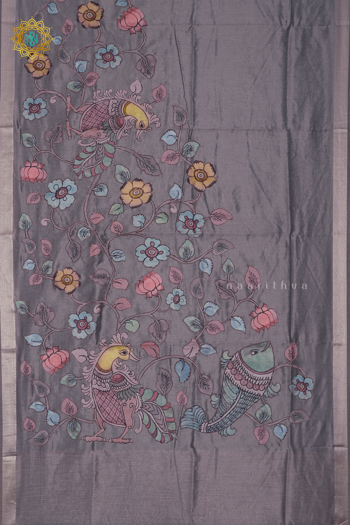 GREY - SEMI TISSUE WITH APPLIQUE WORK