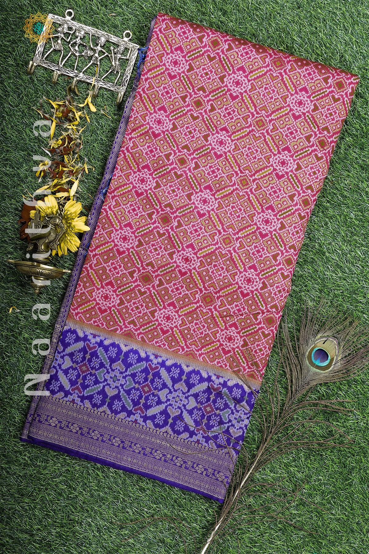 PINK WITH VIOLET - SILK MIX PATOLA