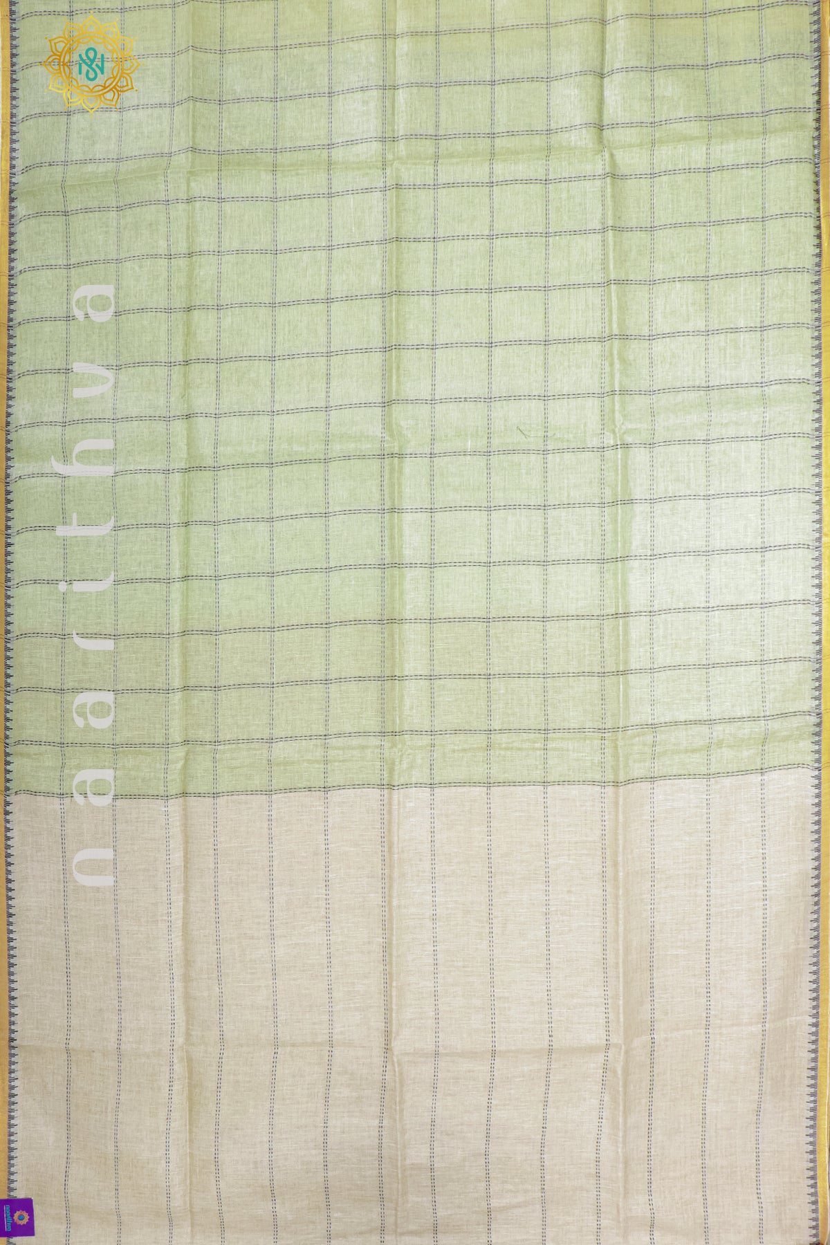 PISTA GREEN OFF WHITE - PURE LINEN