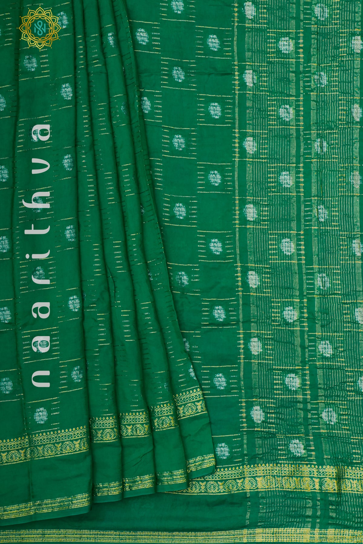 GREEN WITH NAVY BLUE - DOLA SILK