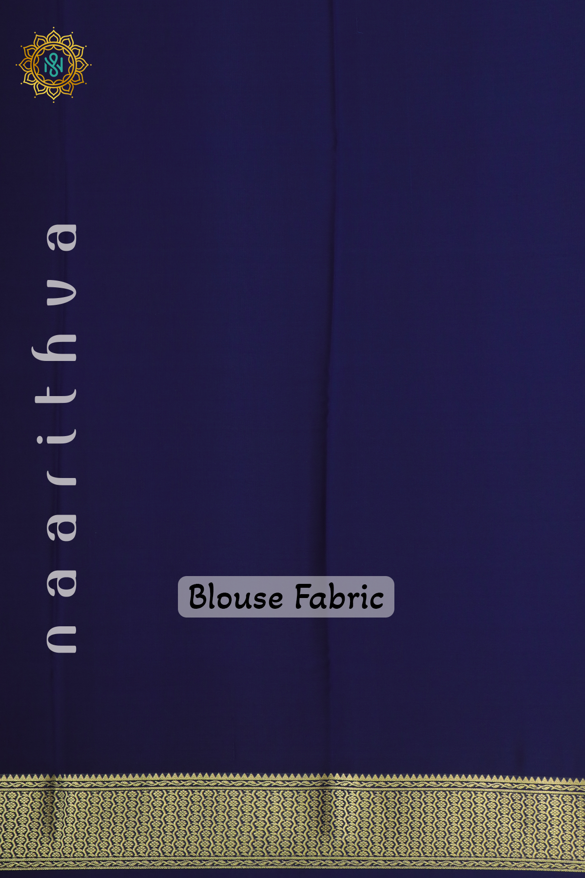 BLUE WITH NAVY BLUE - PURE MYSORE CREPE SILK