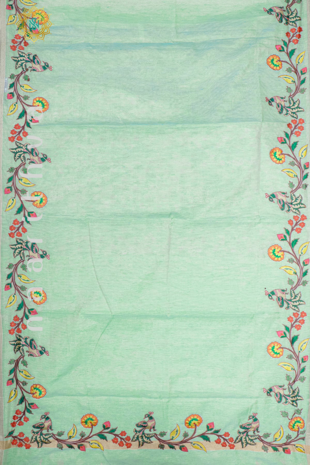 AQUA GREEN - KOTA TISSUE WITH APPLIQUE WORK