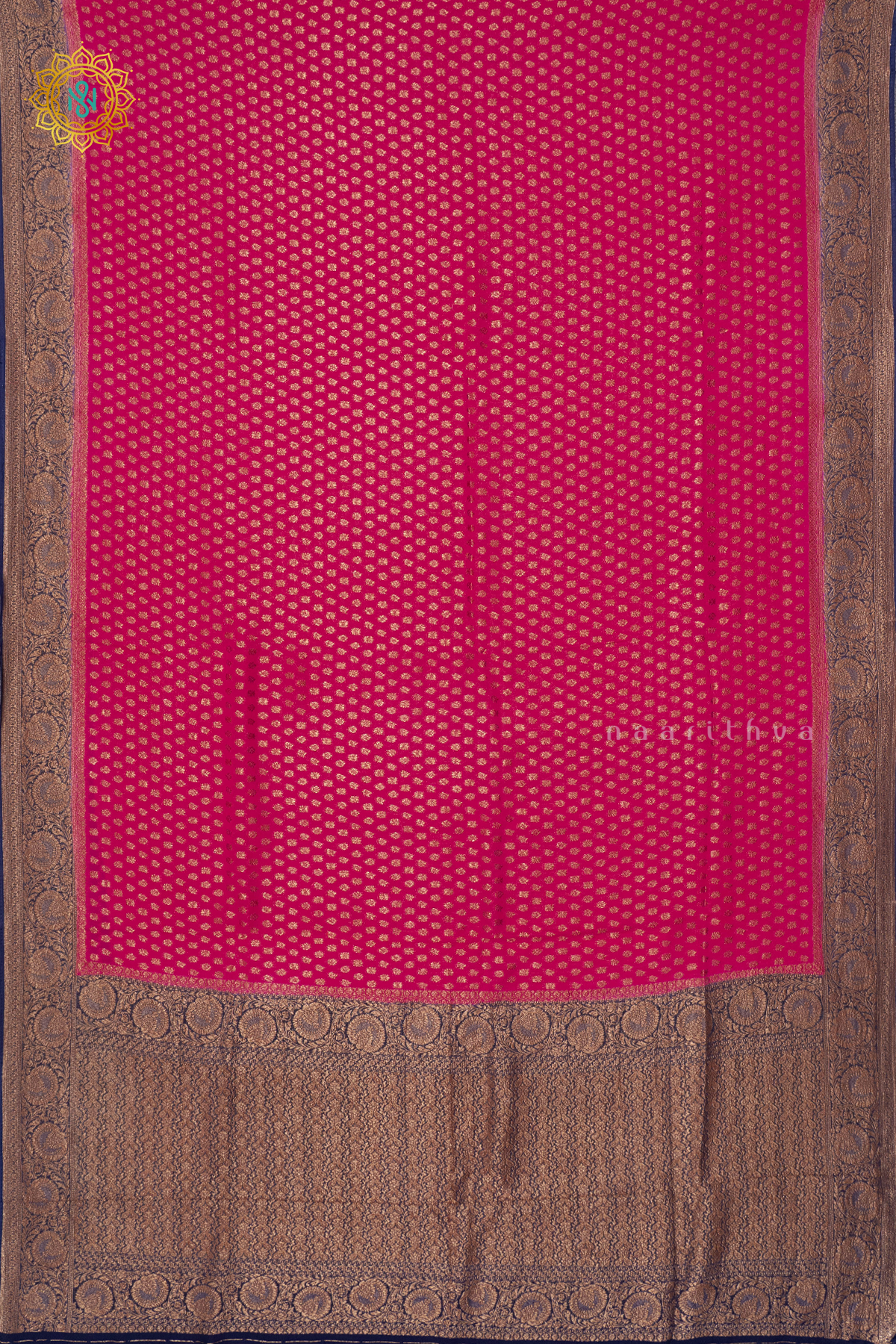 PINK WITH BLUE -  SEMI GEORGETTE