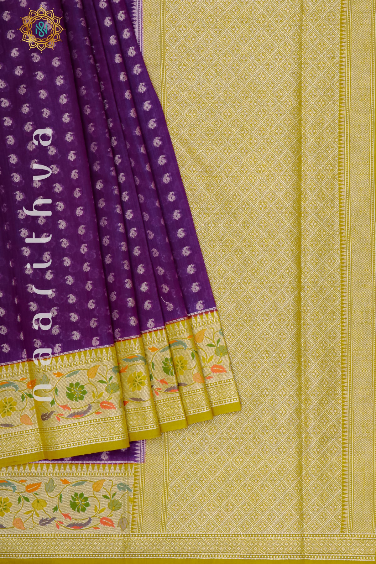 PURPLE WITH YELLOW - JUTE COTTON