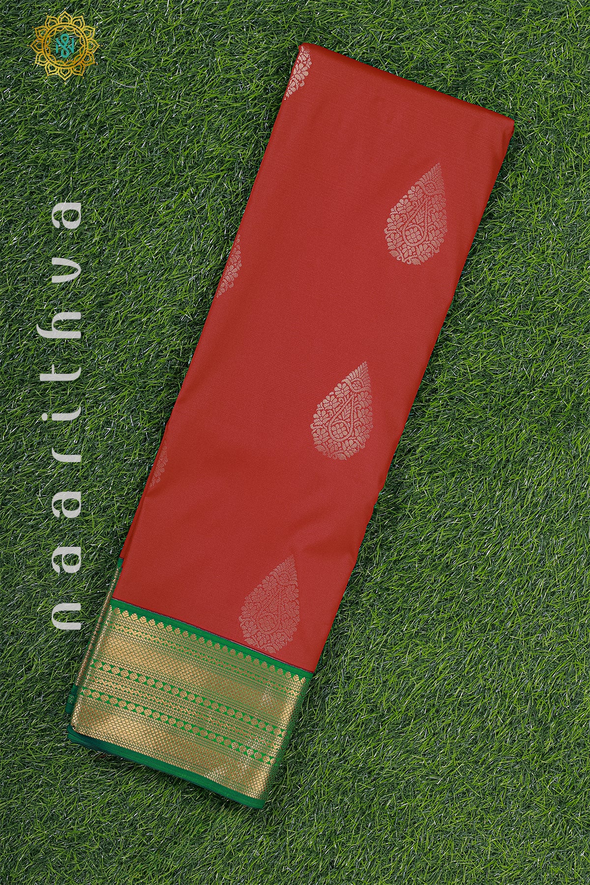 RED WITH GREEN - SEMI KANCHI