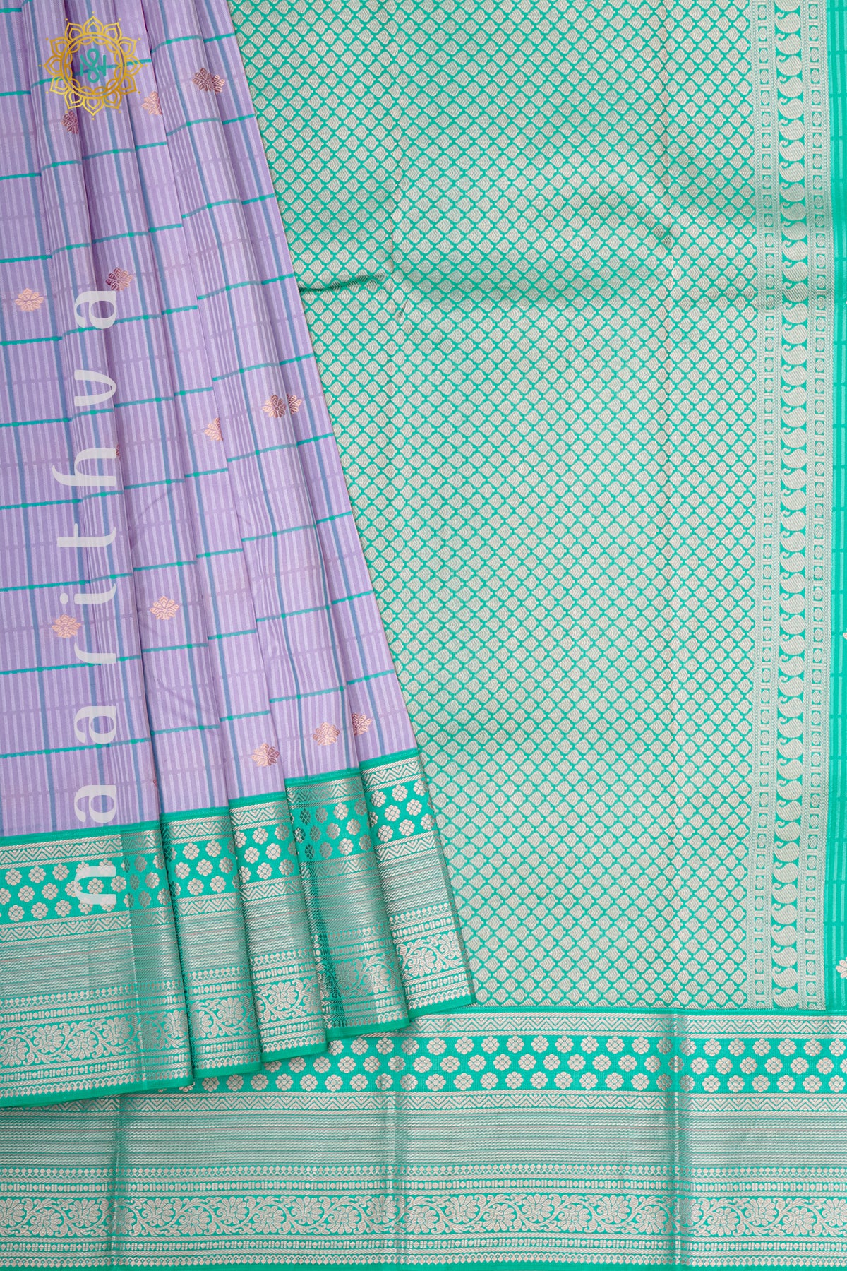 LAVENDER WITH SEA GREEN - PURE KANJIVARAM SILK