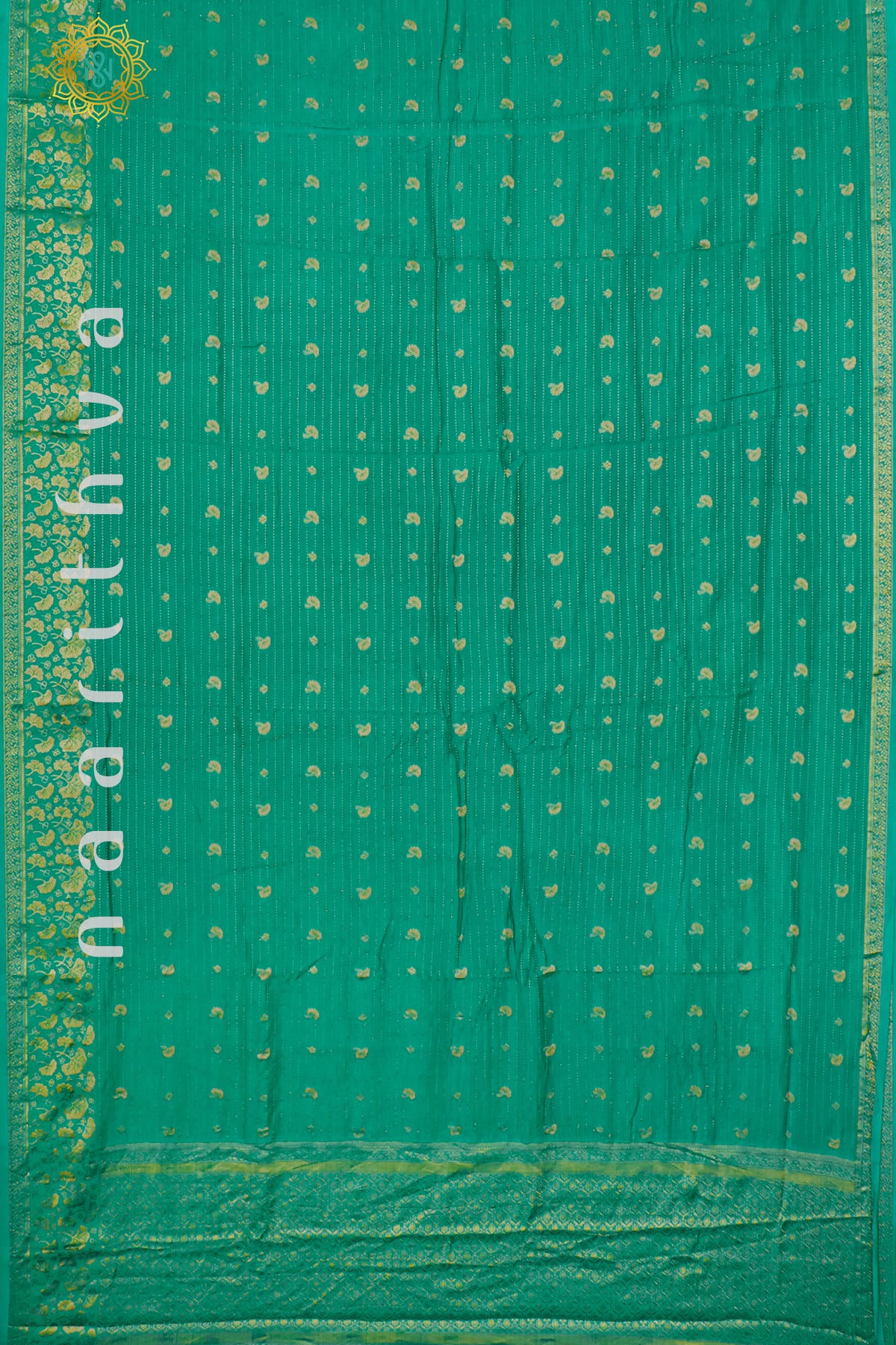 AQUA GREEN WITH NAVY BLUE - DOLA SILK