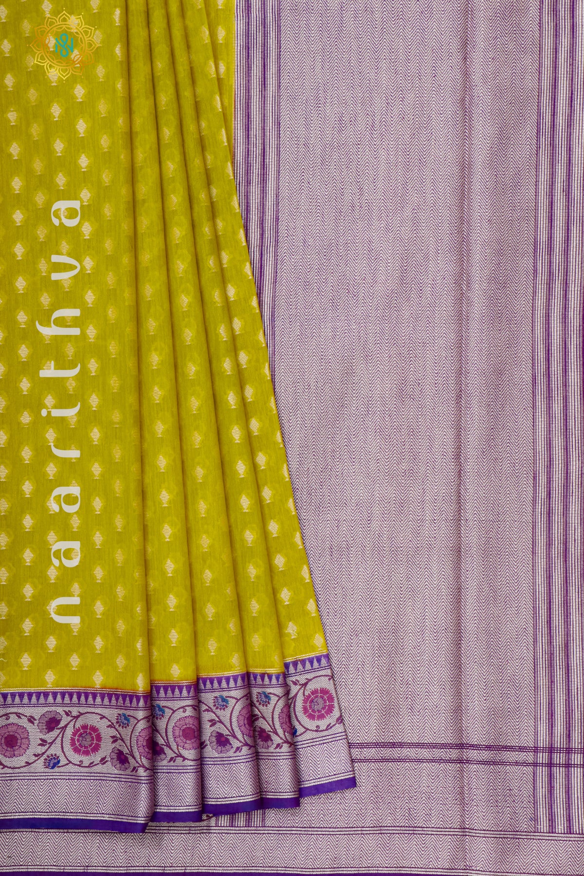 YELLOW WITH PURPLE - JUTE COTTON