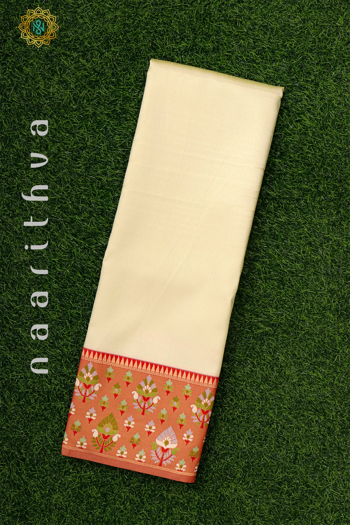 WHITE WITH ORANGE - SEMI KANCHI