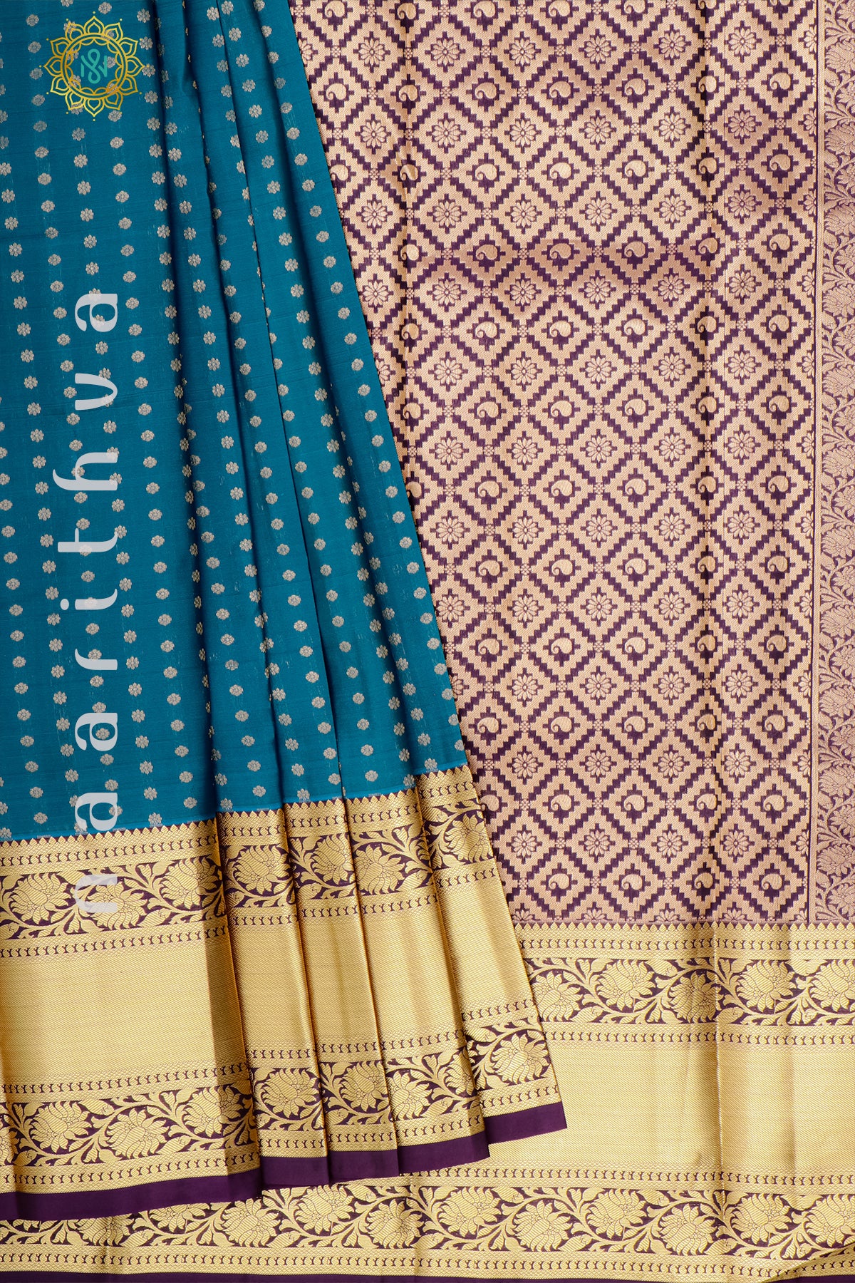 BLUE WITH PURPLE  - PURE MIX KANJIVARAM