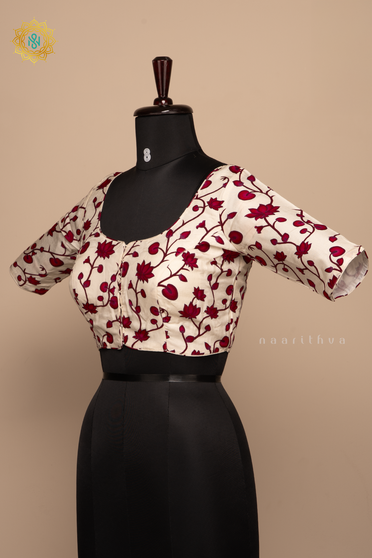 White - Dola Silk Readymade Blouse Allover Prints On the Body
