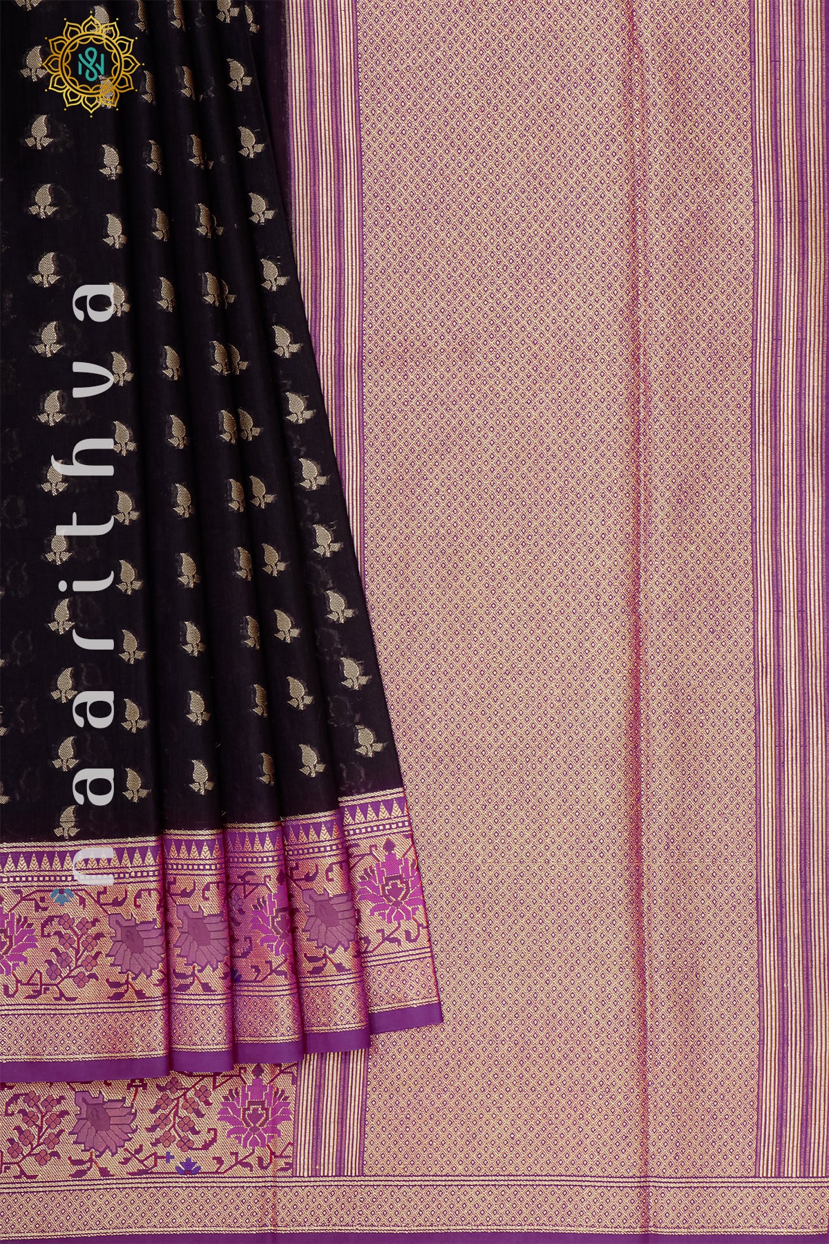 BLACK WITH MAGENTA - JUTE COTTON