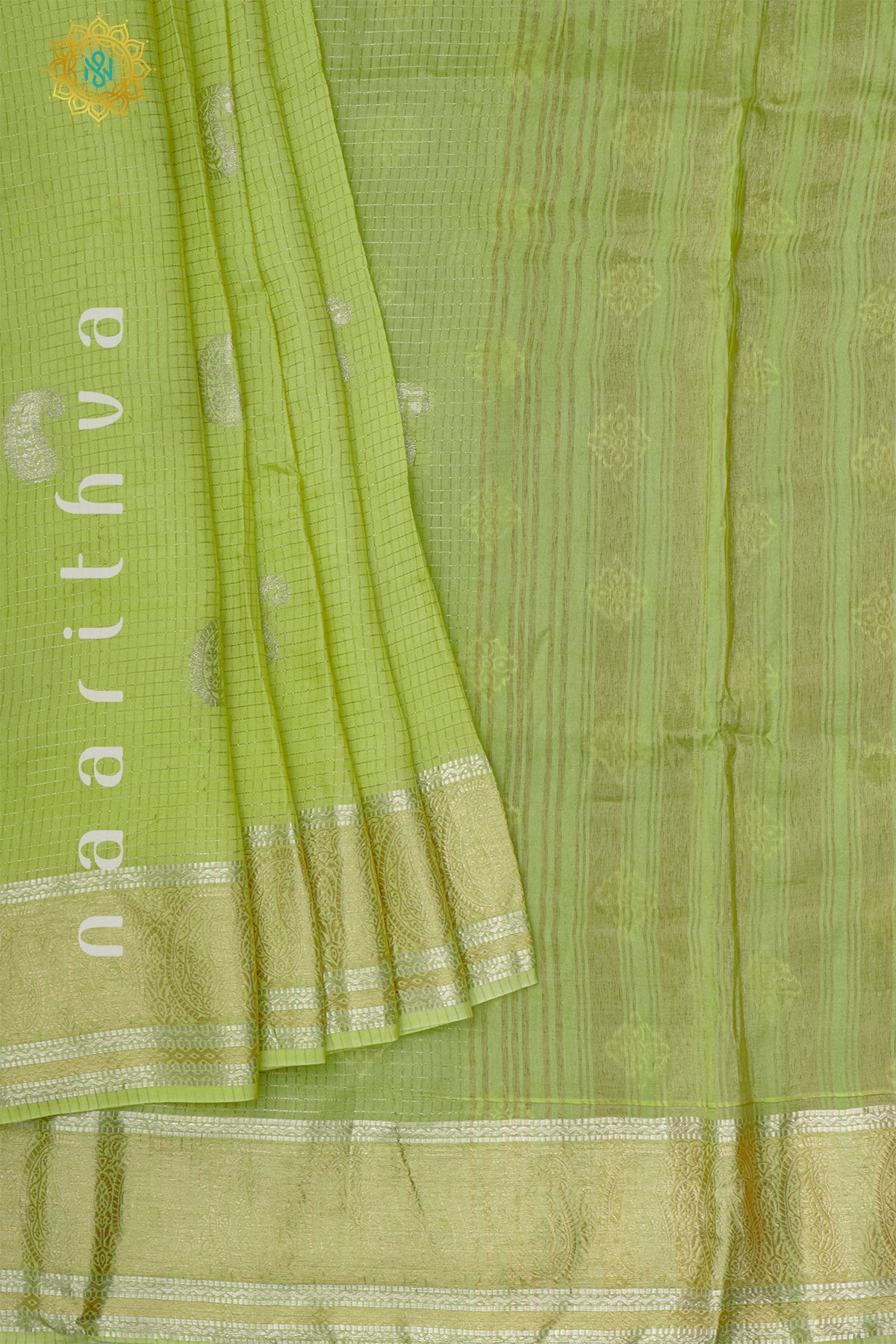 LIGHT GREEN WITH BOTTLE GREEN - DOLA SILK