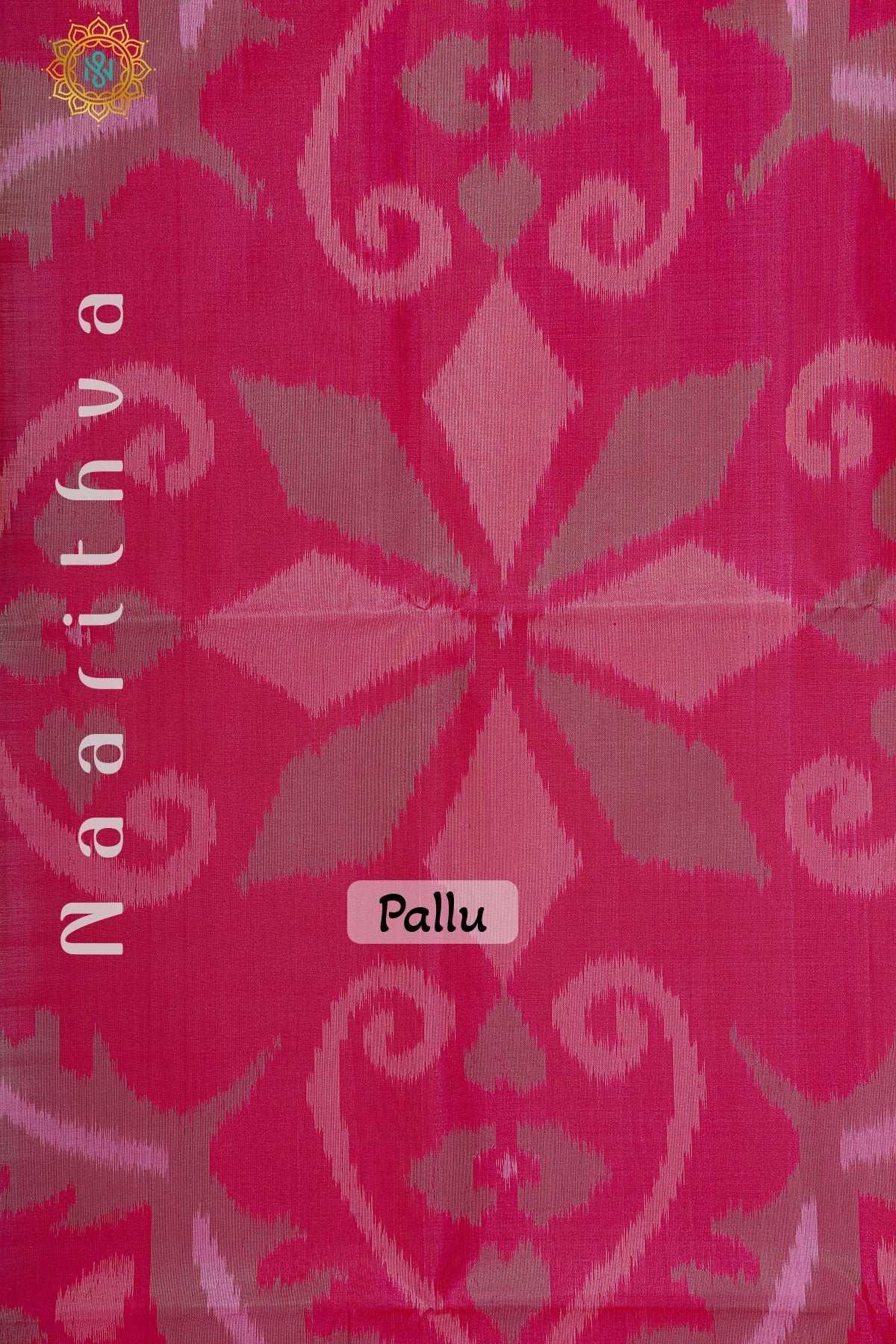 GREEN WITH PINK - PURE IKAT SOFT SILK