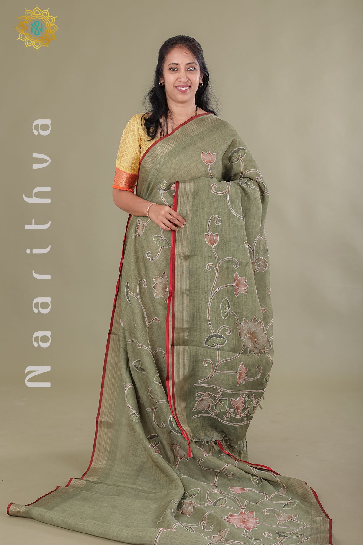 GREEN - KALAMKARI LINEN TISSUE