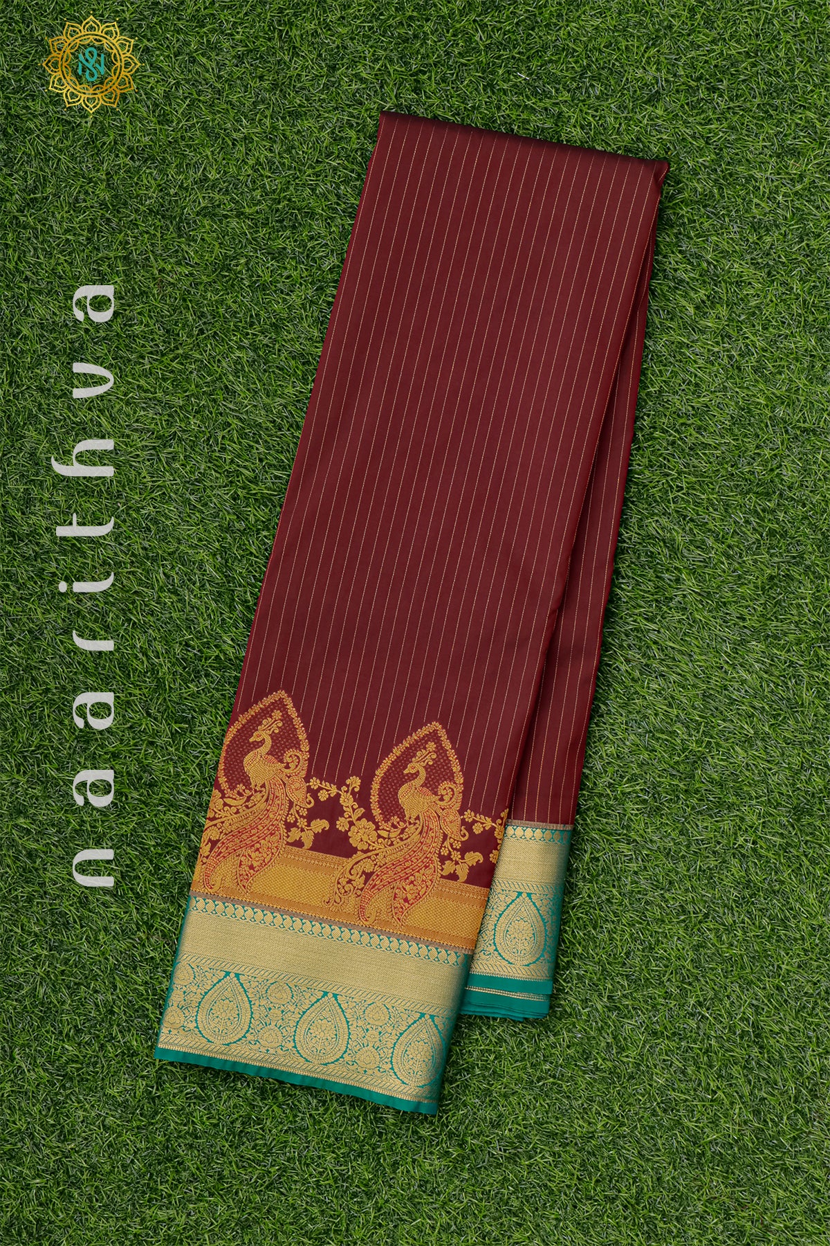 MAROON WITH CYAN GREEN - SEMI KANCHI