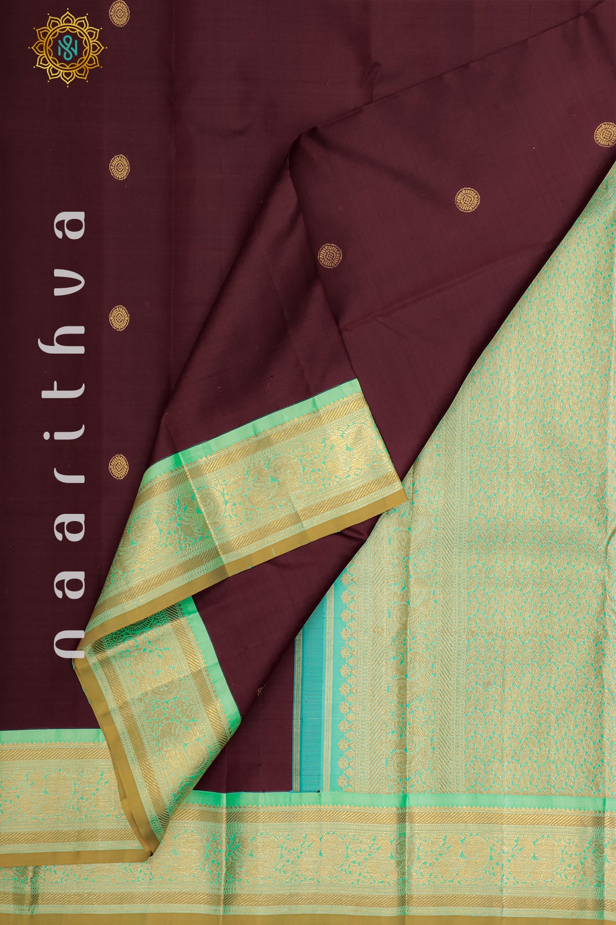 MAROON WITH AQUA GREEN - PURE KANJIVARAM SILK