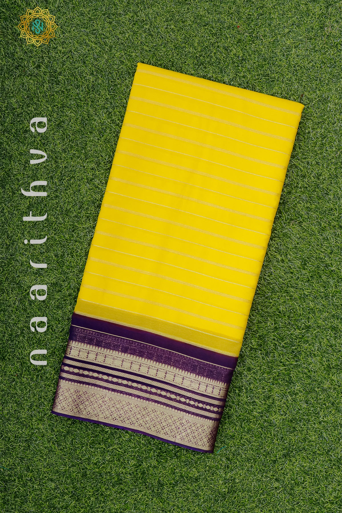 YELLOW WITH PURPLE - SEMI GEORGETTE