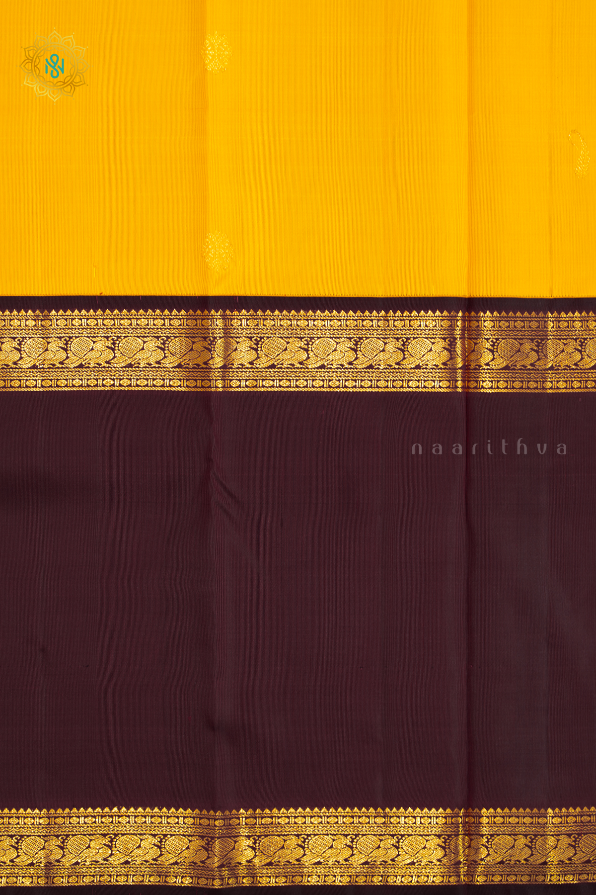 YELLOW WITH GREEN & MAROON - PURE KANJIVARAM SILK