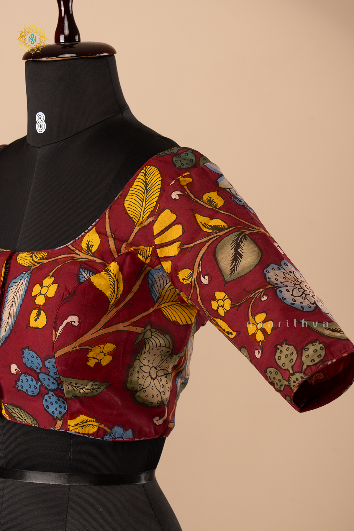 Marooon - Hand Painted Pen Kalamkari Readymade Blouse