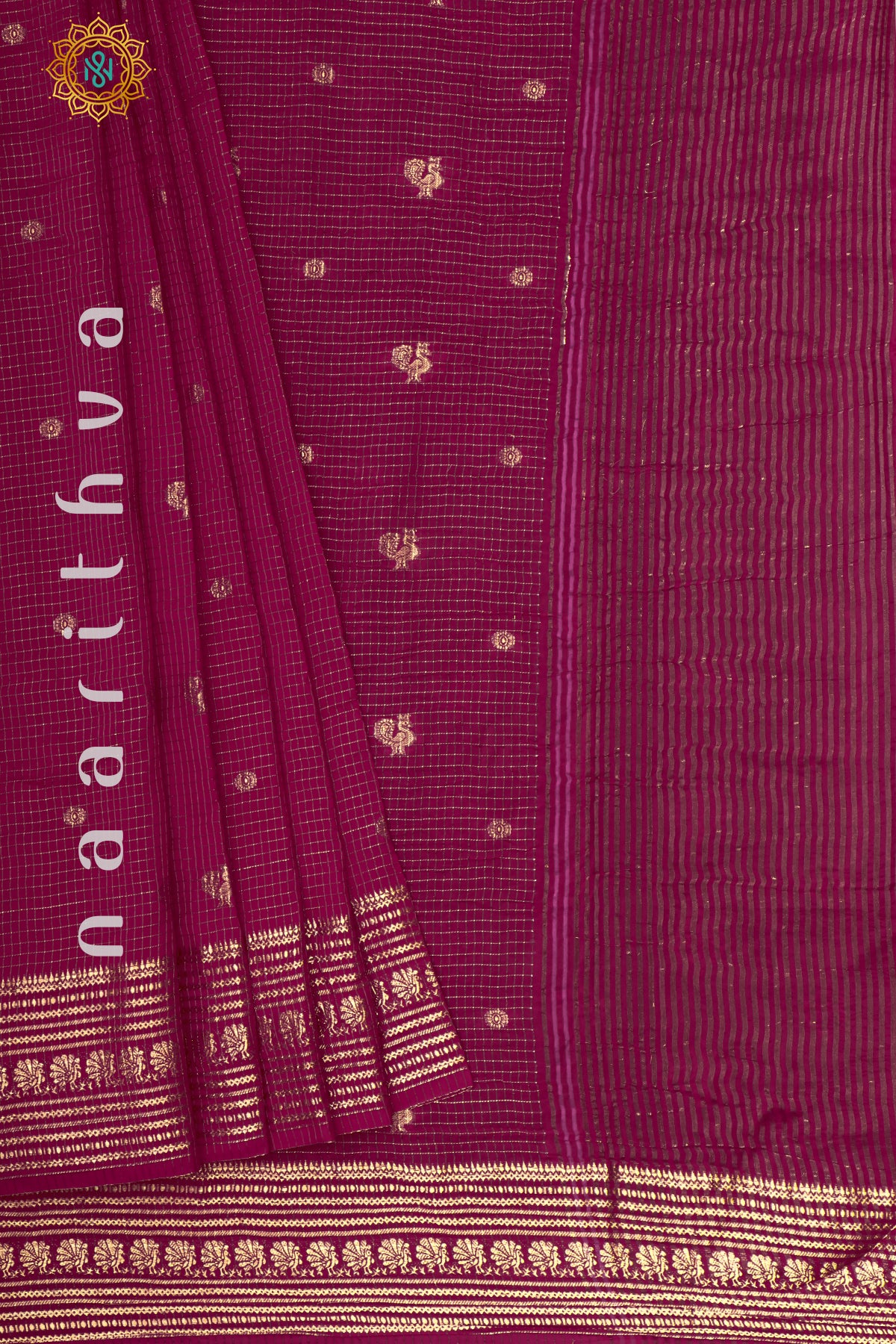 RANI PINK WITH BOTTLE GREEN - DOLA SILK