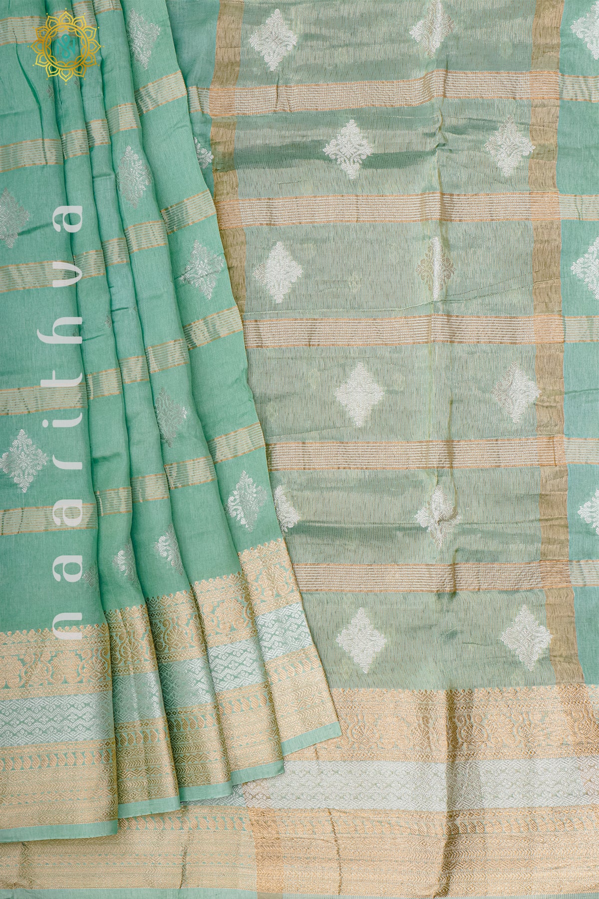 AQUA GREEN WITH BOTTLE GREEN - DOLA SILK