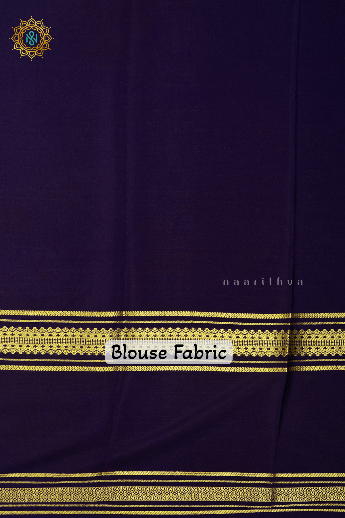 AQUA GREEN WITH NAVY BLUE & MAROON - PURE MYSORE CREPE SILK