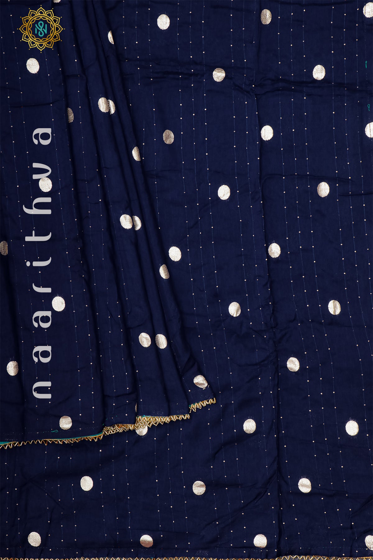 NAVY BLUE WITH AQUA GREEN - DOLA SILK